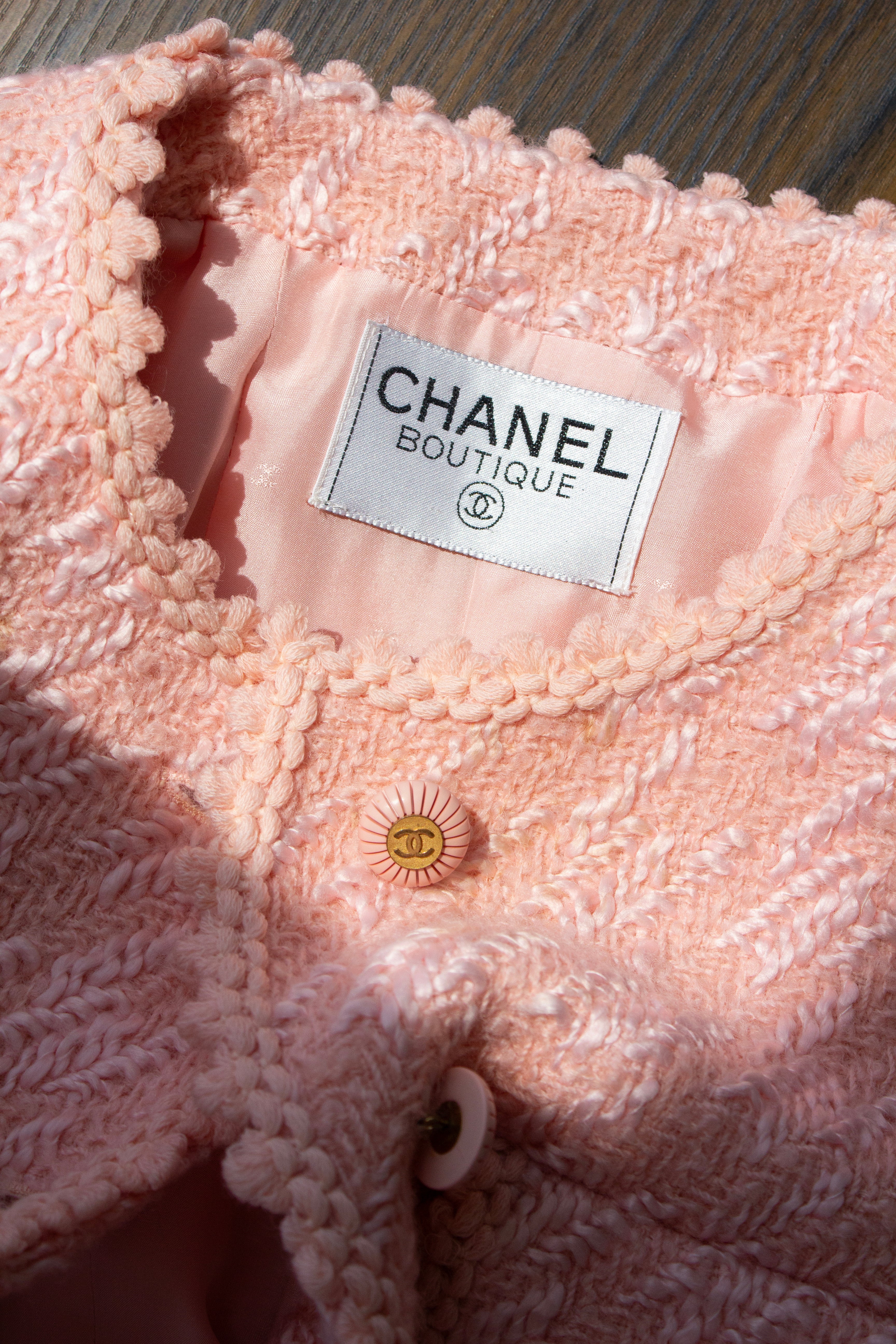 Chanel S/S 1993 Runway Pink Fantasy Tweed Scalloped 93P Jacket