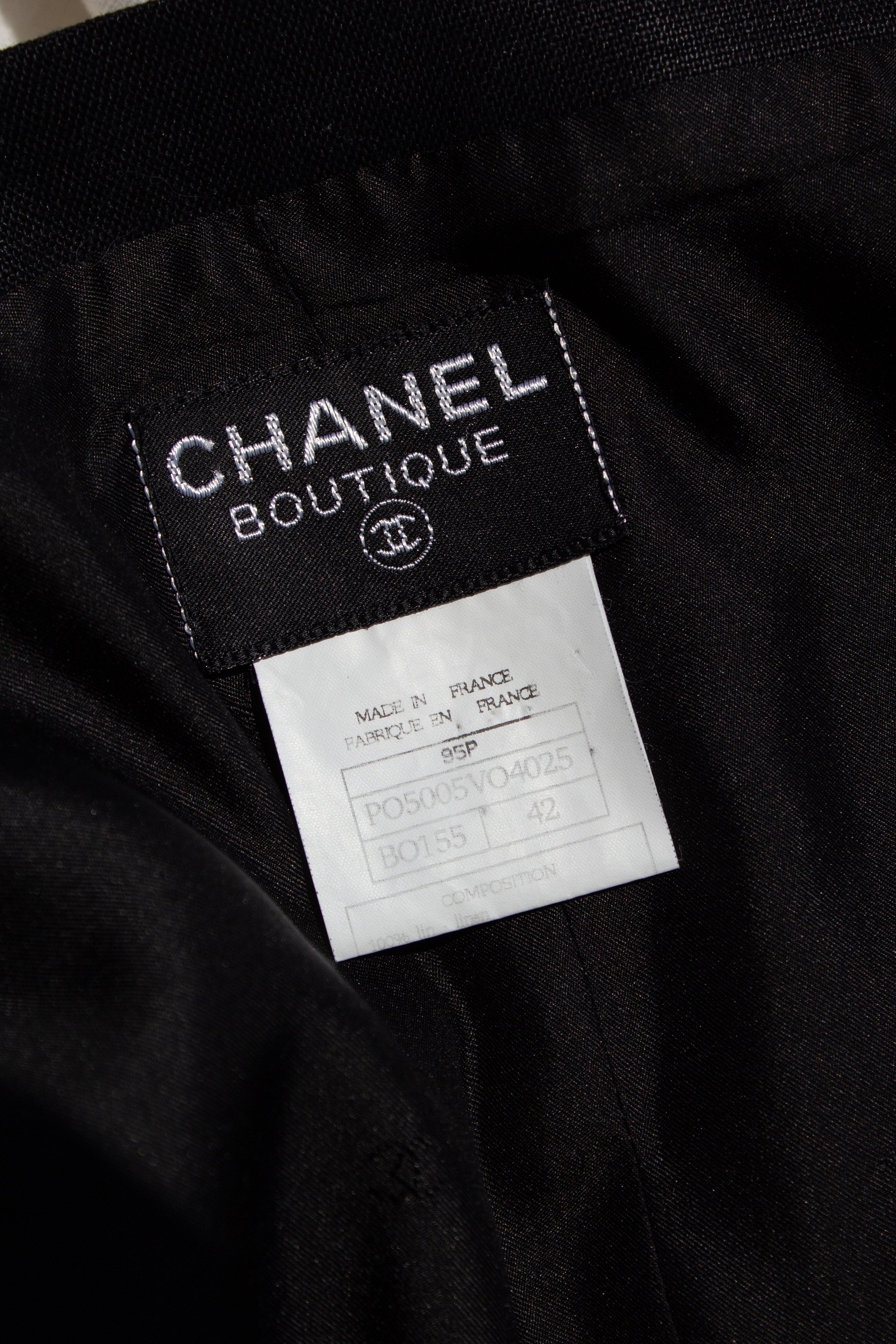 Chanel Vintage S/S 1995 Barbie Black White CC 95P Belt Linen Jumpsuit