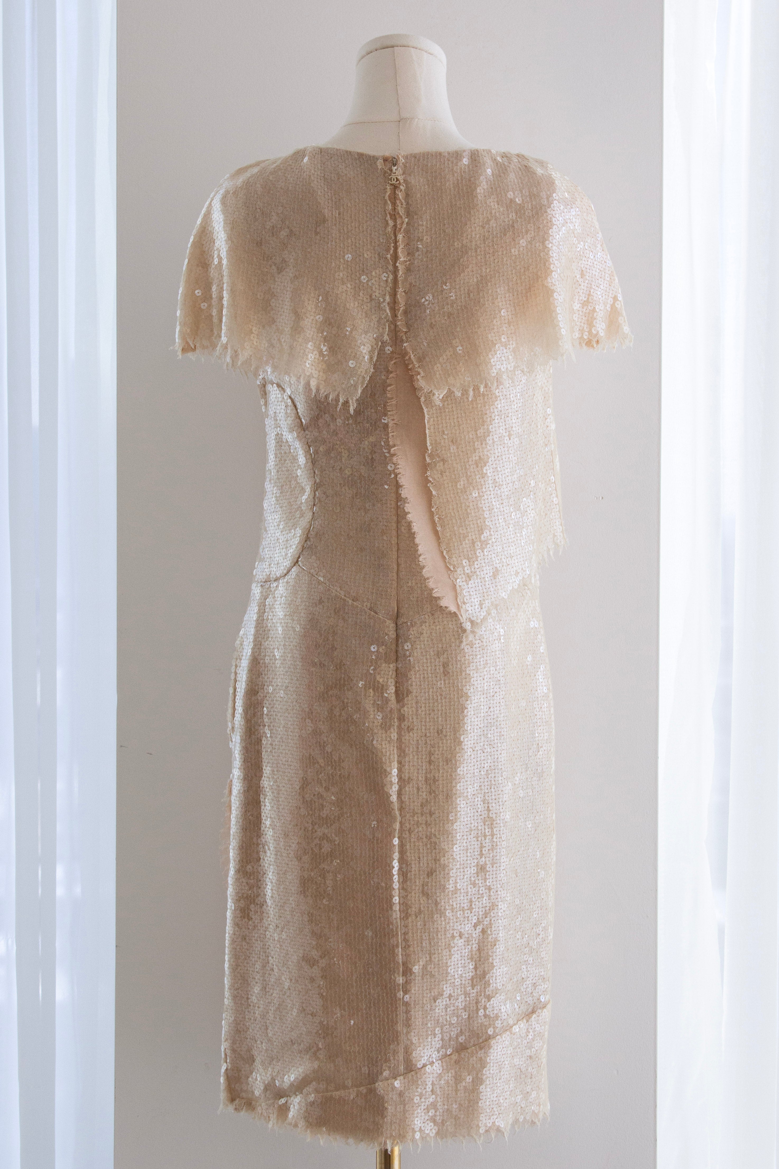 Chanel S/S 2008 Beige Sequin Embellished 08P Mini Dress