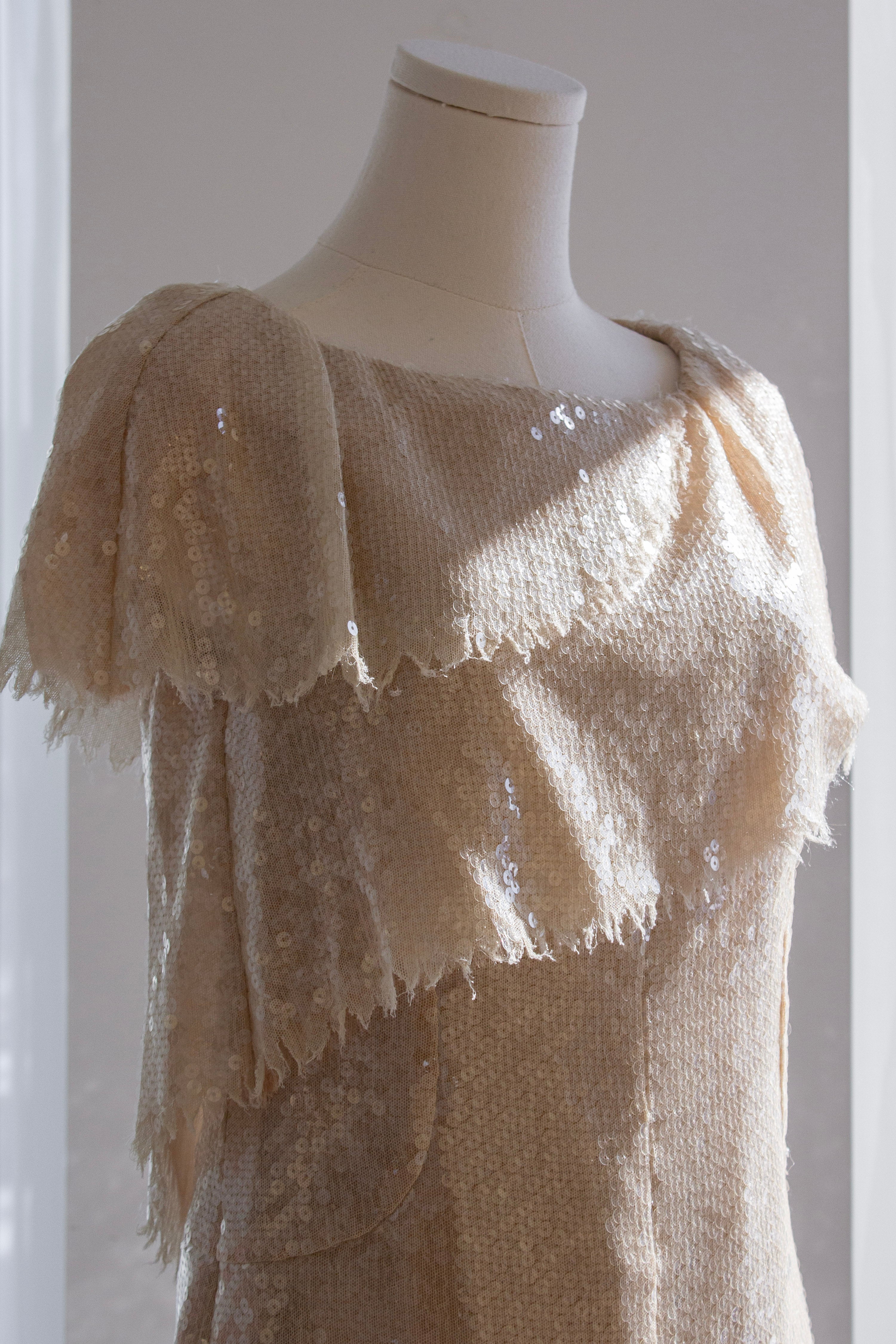 Chanel S/S 2008 Beige Sequin Embellished 08P Mini Dress