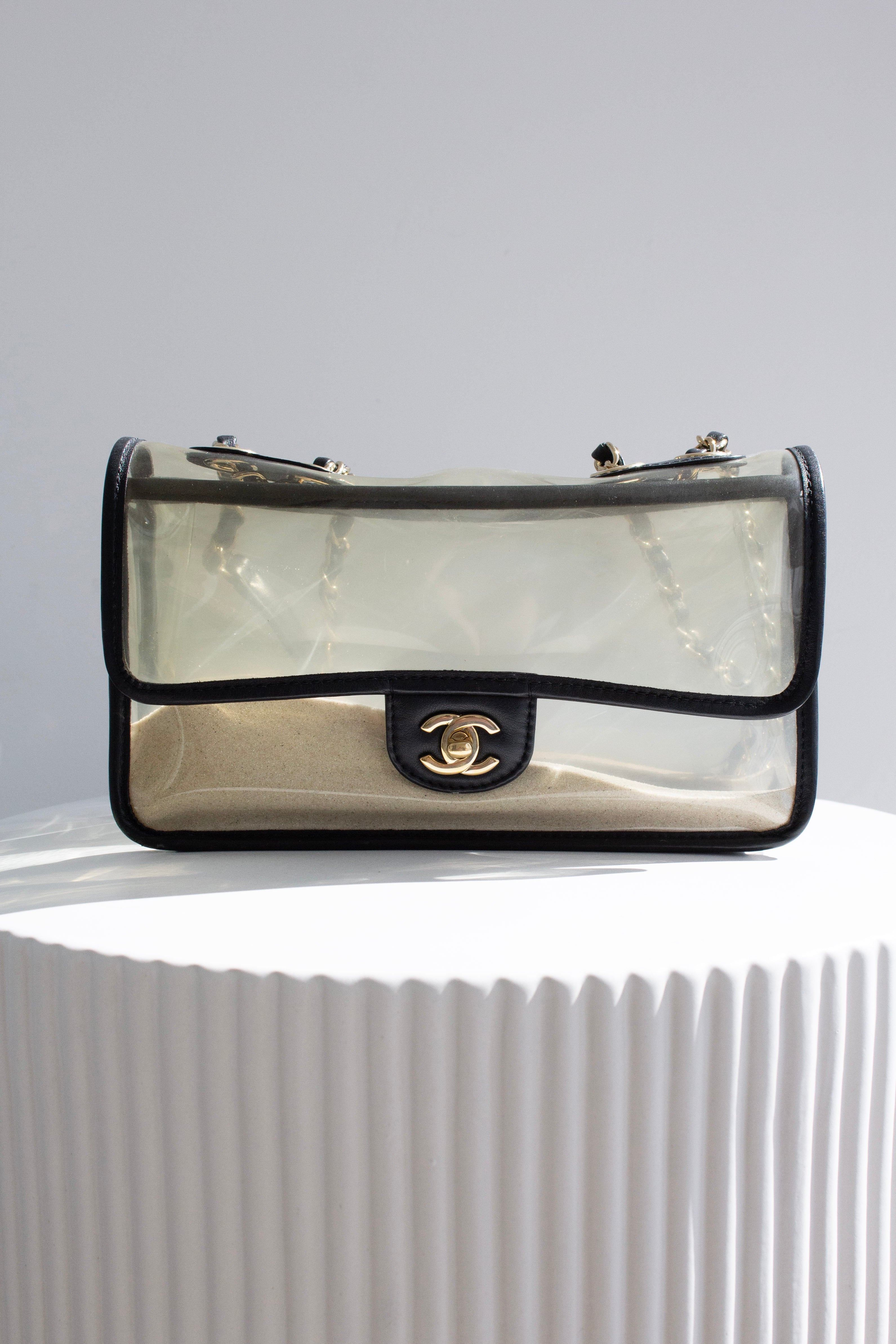 Chanel S/S 2019 By The Sea PVC Transparent Sand 19P Classic Flap Bag