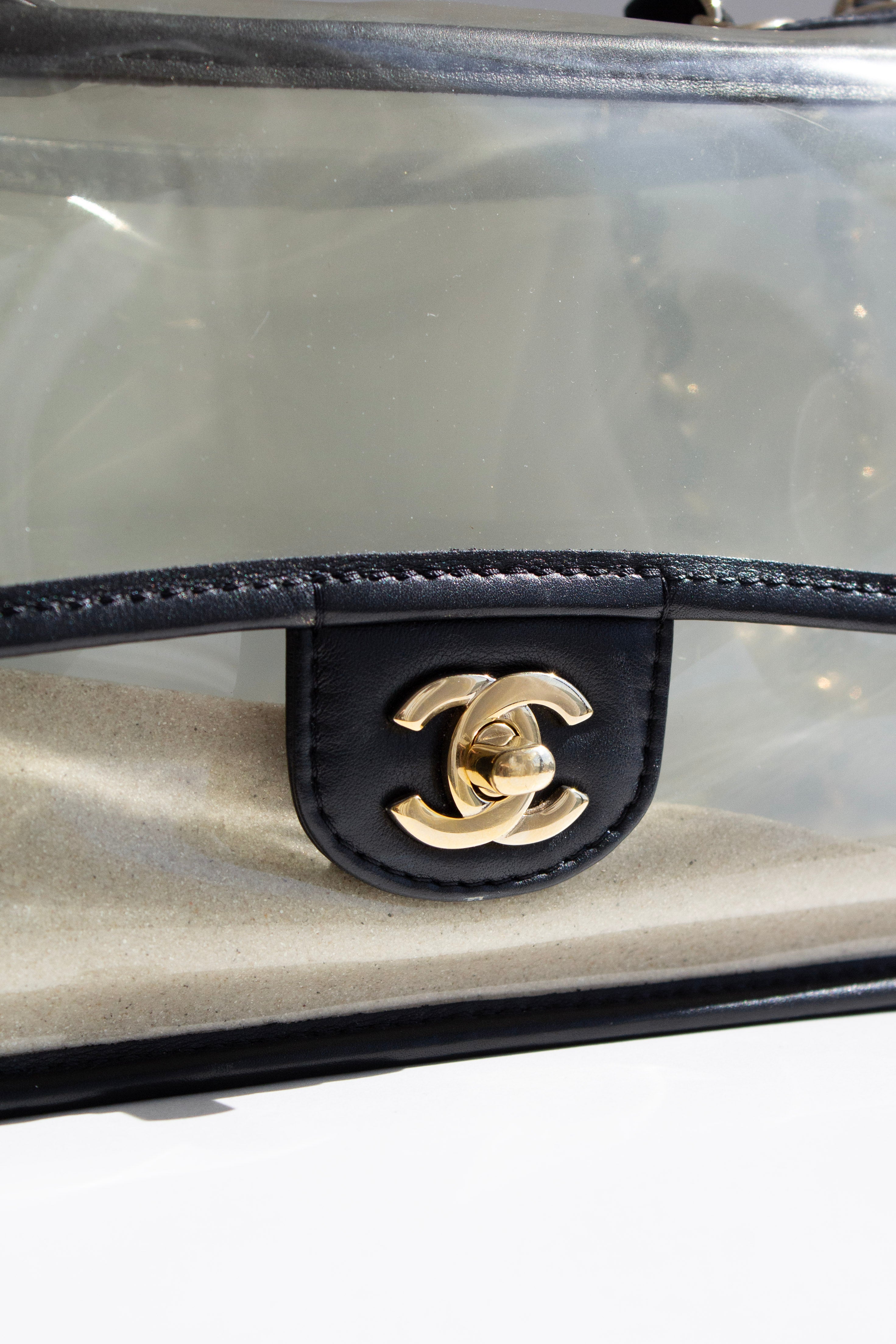 Chanel S/S 2019 By The Sea PVC Transparent Sand 19P Classic Flap Bag