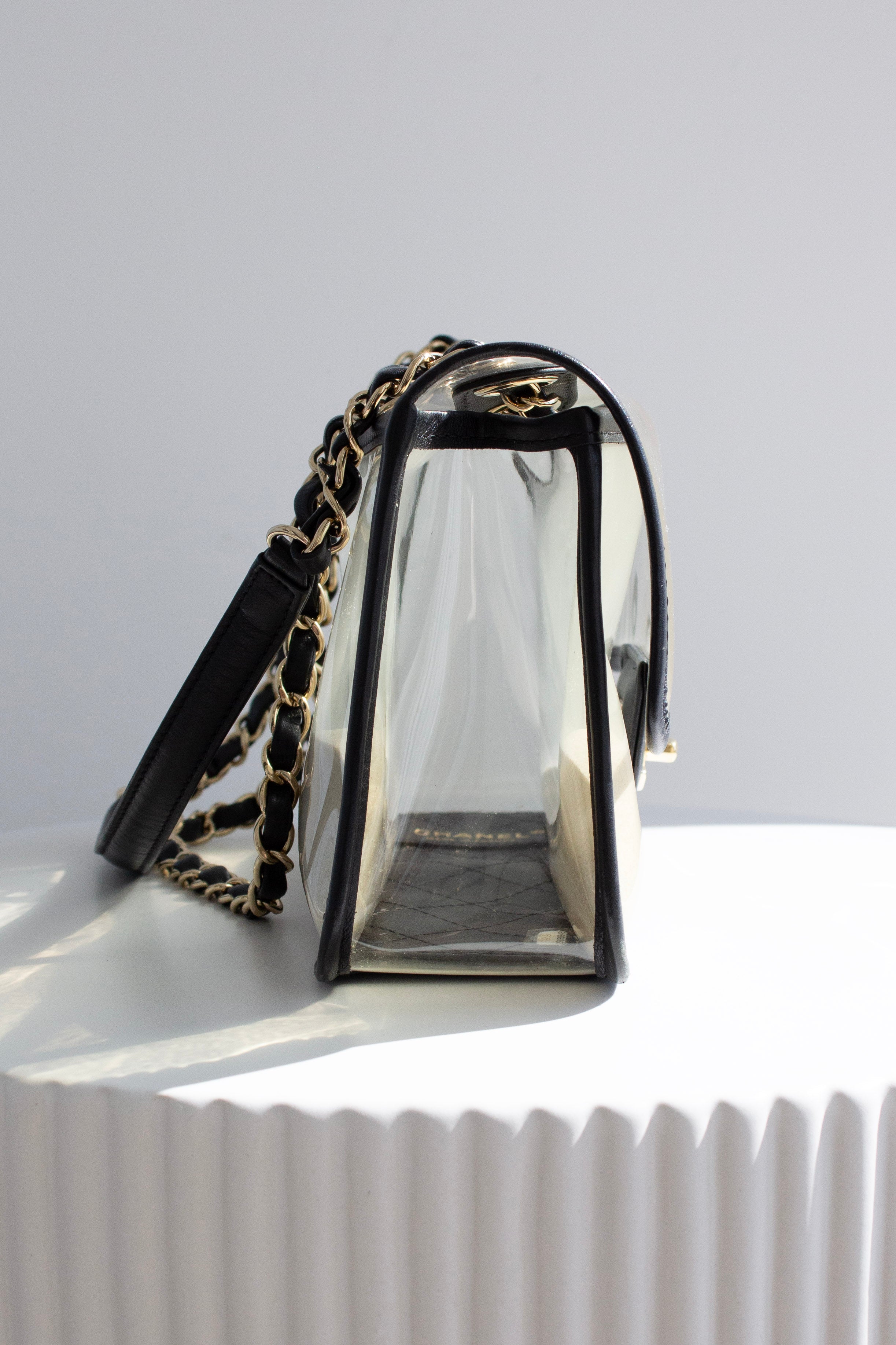 Chanel S/S 2019 By The Sea PVC Transparent Sand 19P Classic Flap Bag
