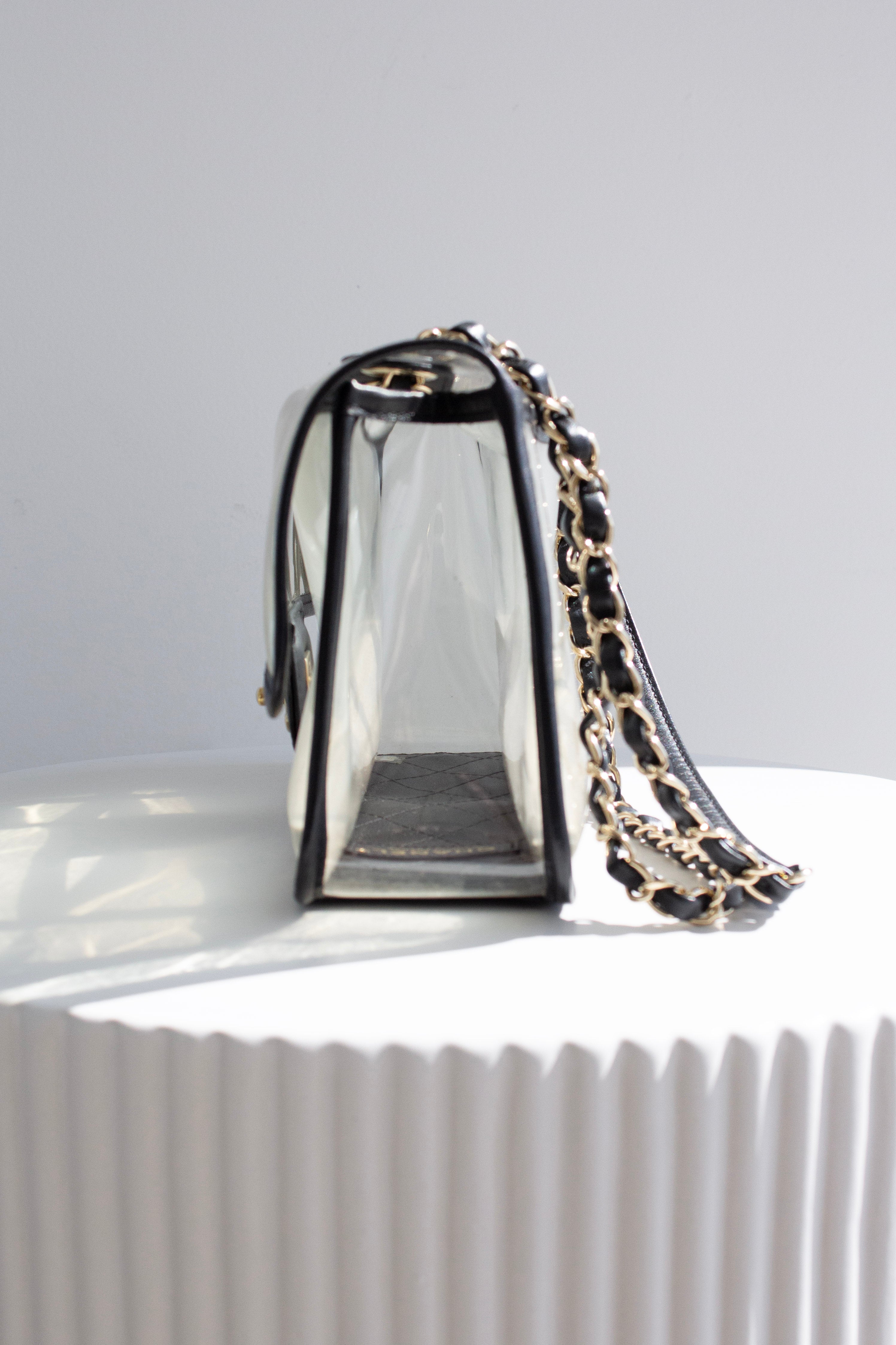 Chanel S/S 2019 By The Sea PVC Transparent Sand 19P Classic Flap Bag