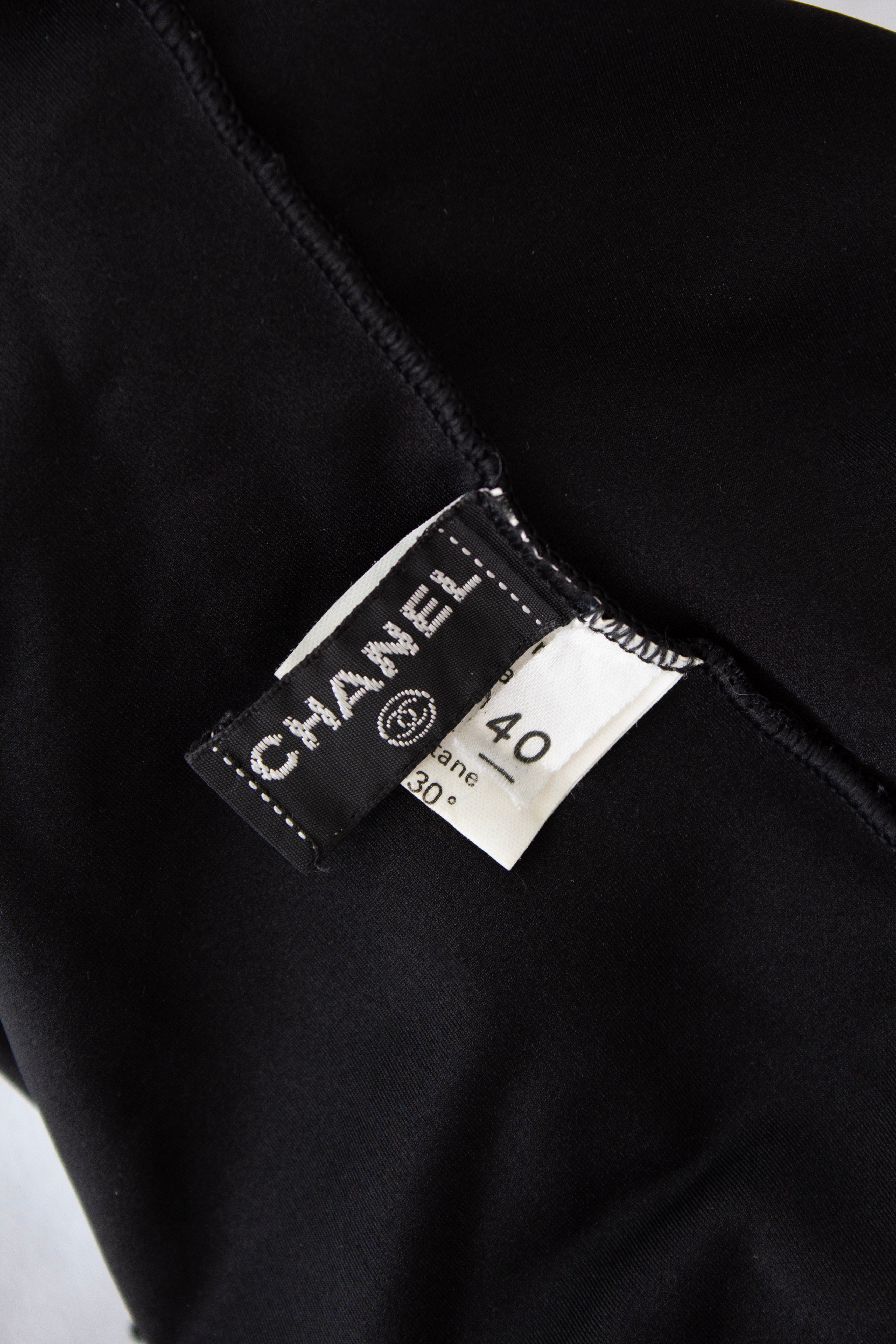 Chanel Vintage S/S 1990 Black White Flower Bodysuit Onepiece Swimsuit