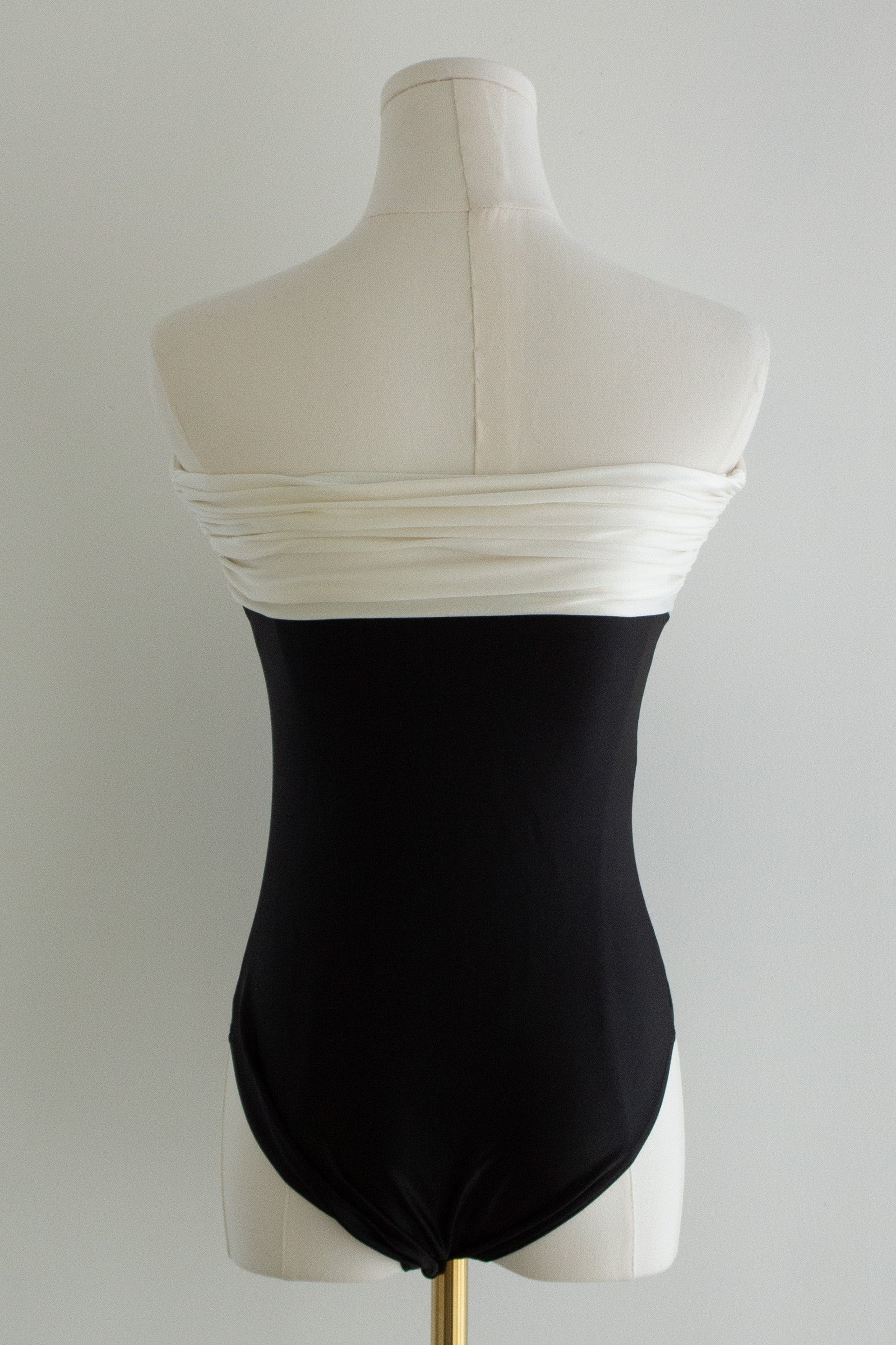 Chanel Vintage S/S 1990 Black White Flower Bodysuit Onepiece Swimsuit