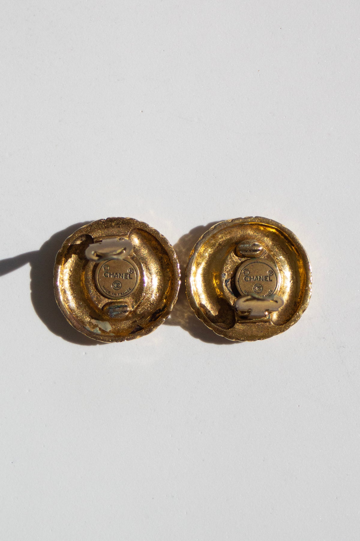 Chanel Vintage 1970s Gold-Plated CC Clip-On Earrings