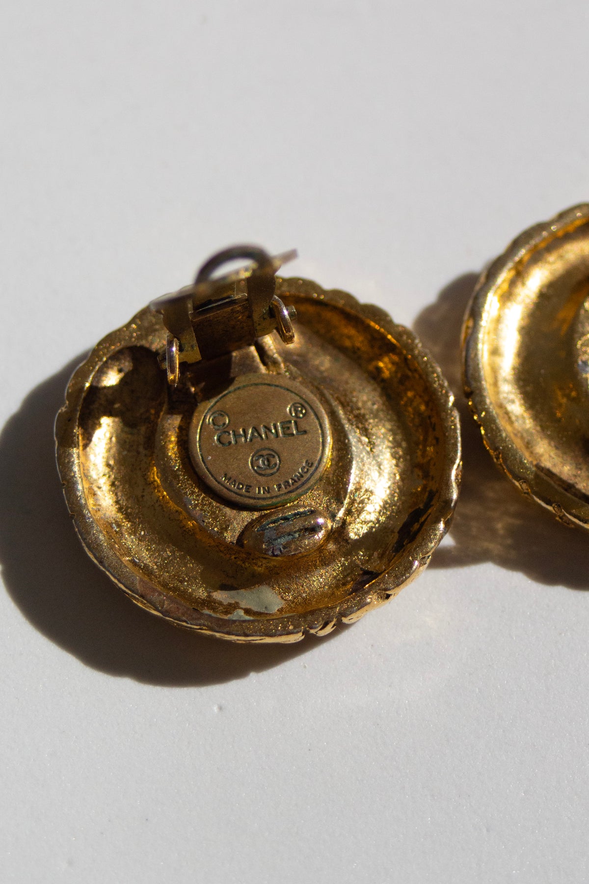 Chanel Vintage 1970s Gold-Plated CC Clip-On Earrings