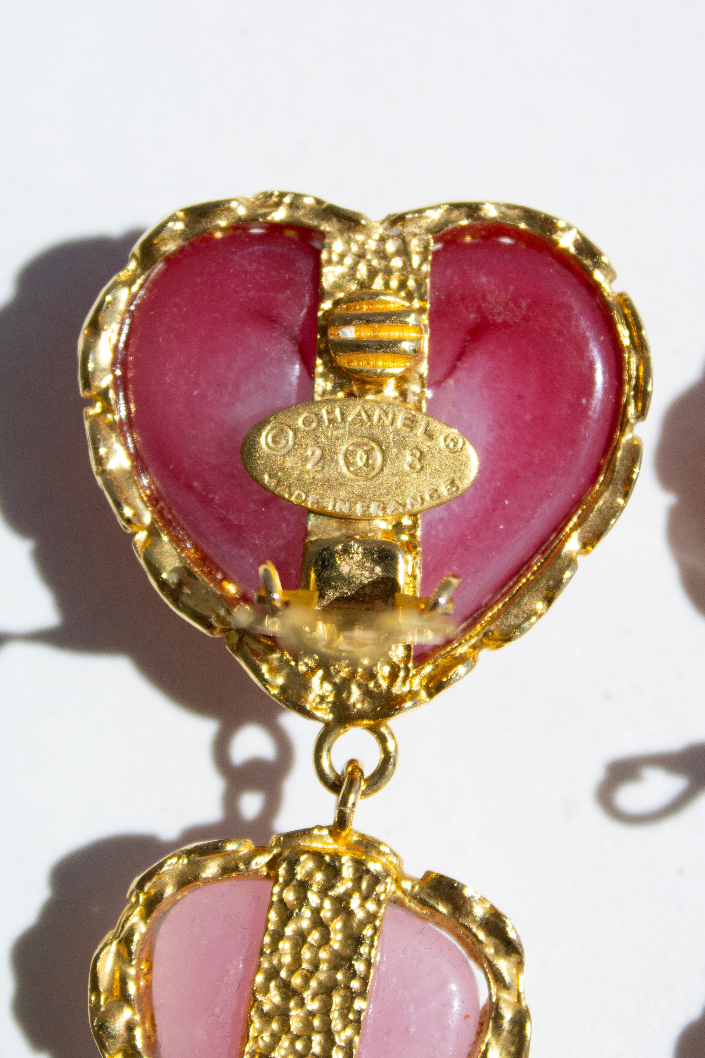 Chanel Vintage S/S 1992 Gripoix Heart Pearl 24K Gold-Plated  Earrings