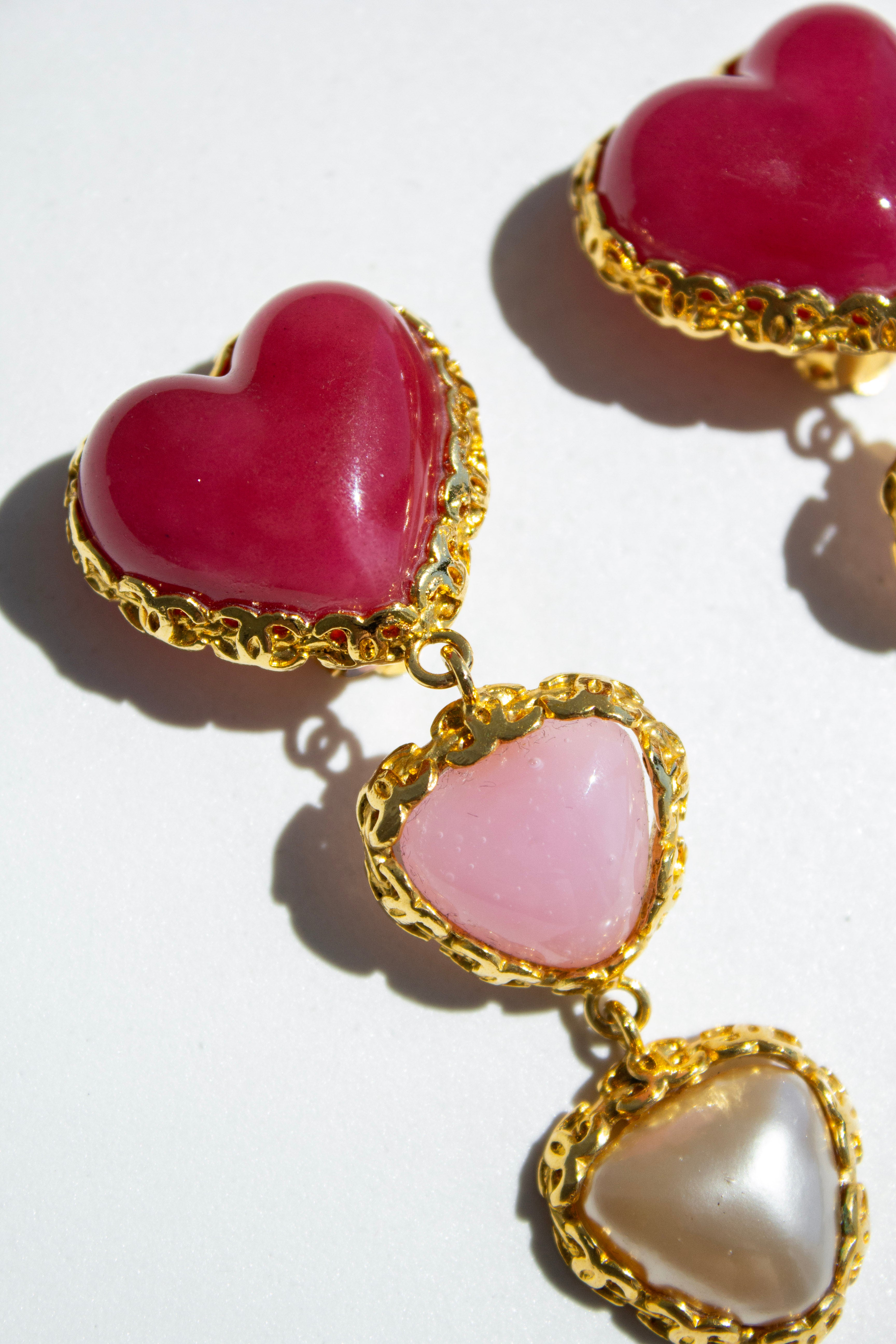 Chanel Vintage S/S 1992 Gripoix Heart Pearl 24K Gold-Plated  Earrings