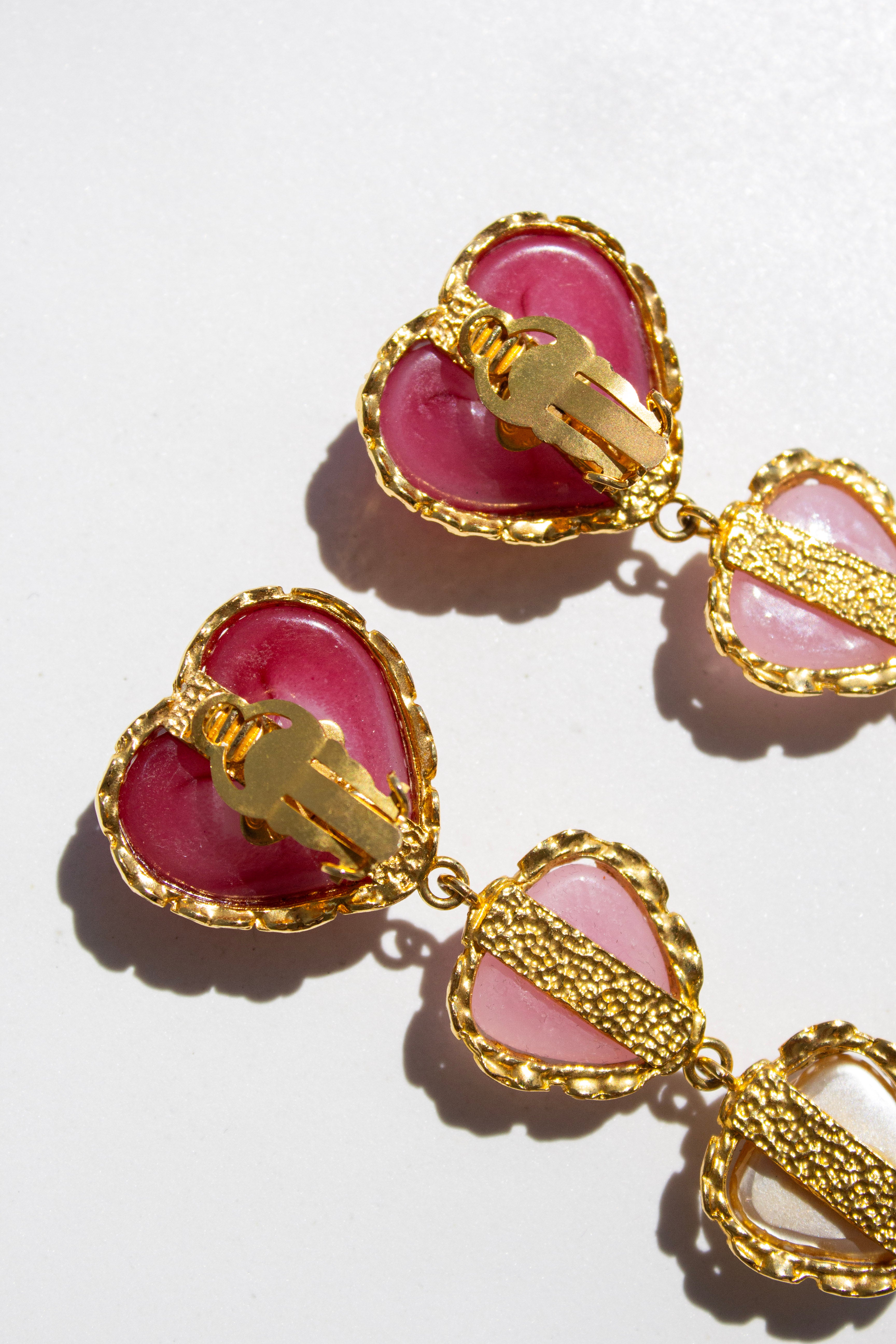 Chanel Vintage S/S 1992 Gripoix Heart Pearl 24K Gold-Plated  Earrings