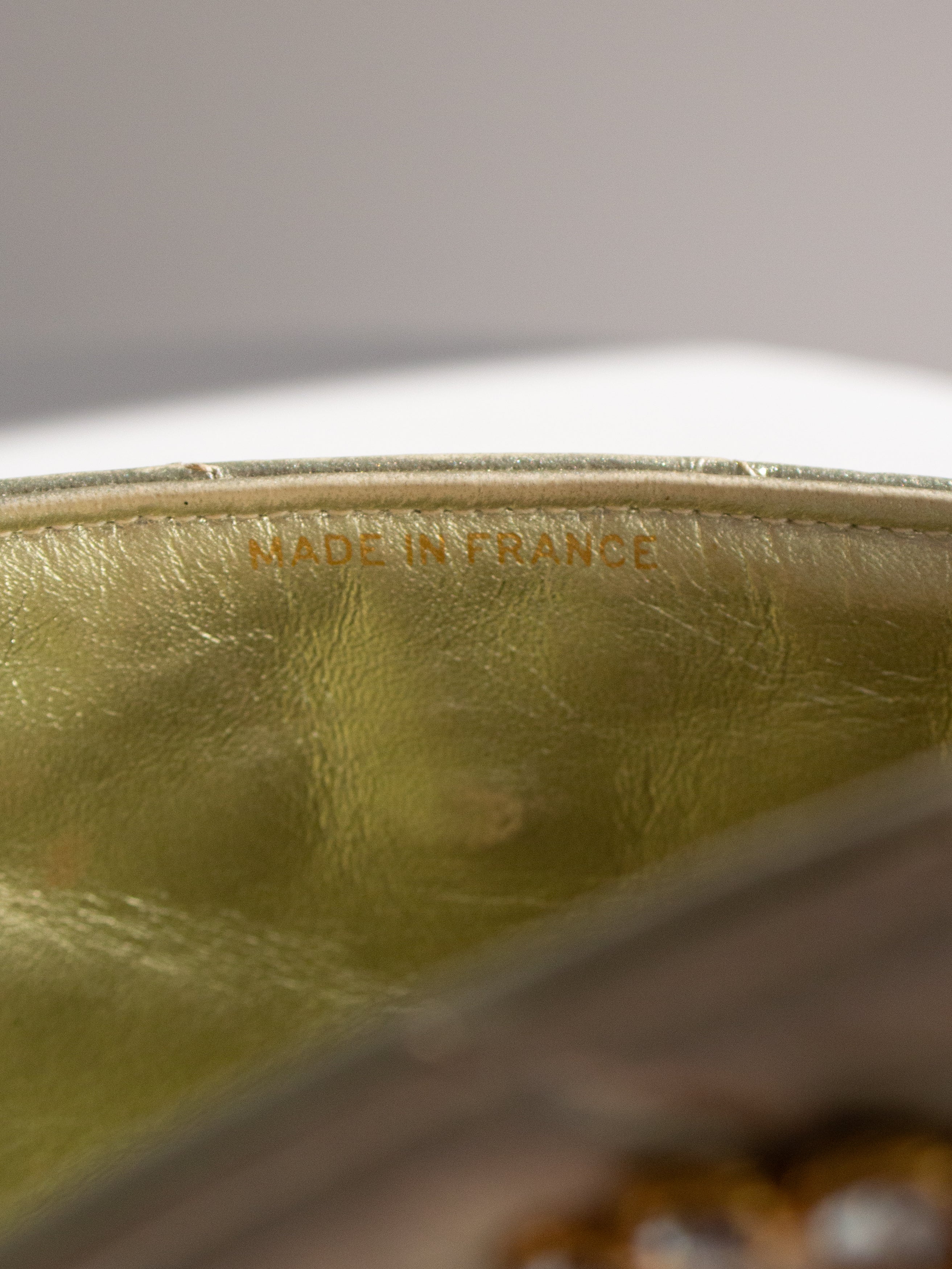 Chanel Vintage 1992 Gold Crystal Embellished CC Lambskin Bias Clutch Bag