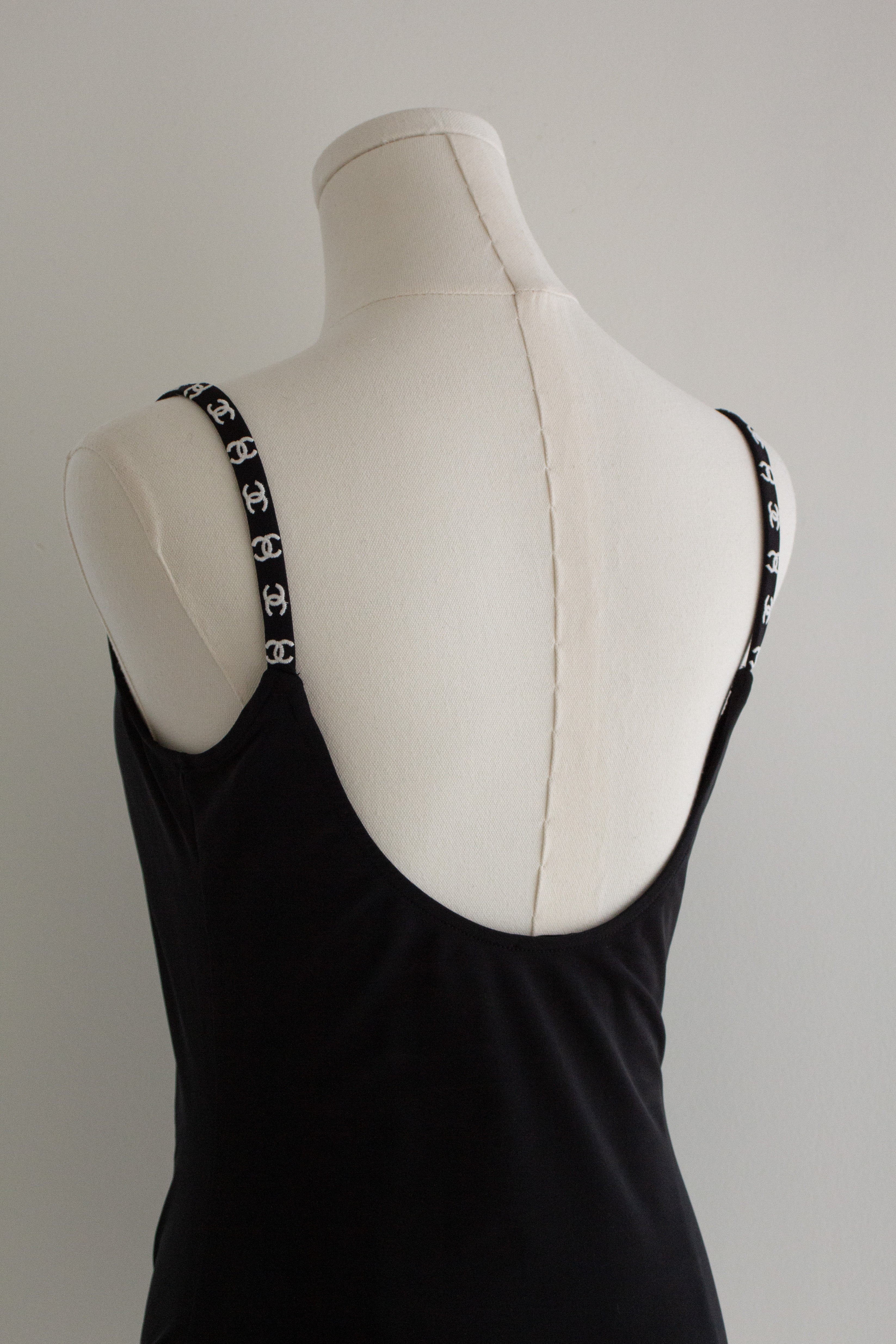 Chanel Vintage Spring/Summer 1997 Black White CC Logo 97P Bodysuit Swimsuit