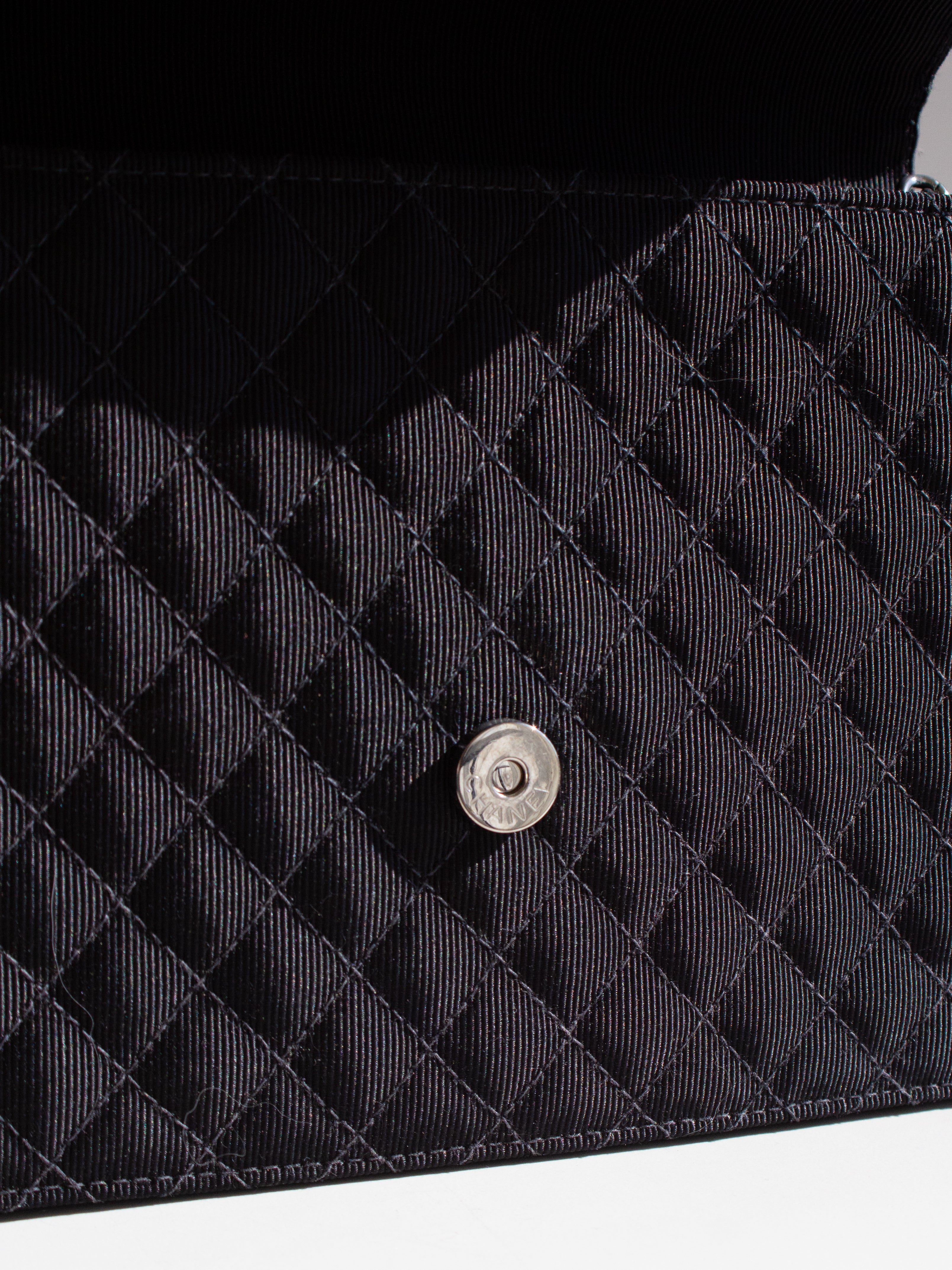 Chanel Cruise 2005 Trapeze Quilted Black Coco CC Camellia Crest 05C Mini Bag