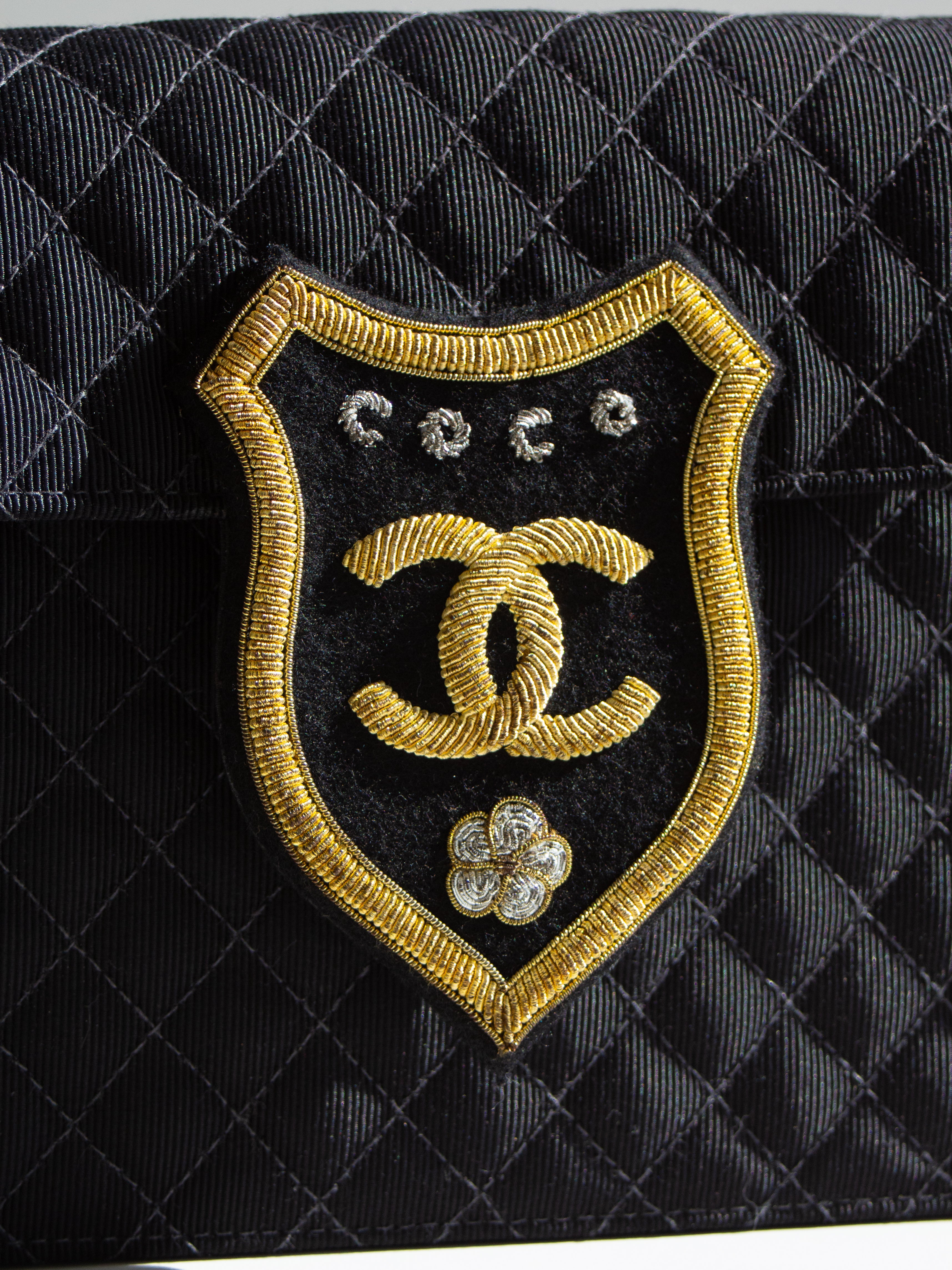 Chanel Cruise 2005 Trapeze Quilted Black Coco CC Camellia Crest 05C Mini Bag