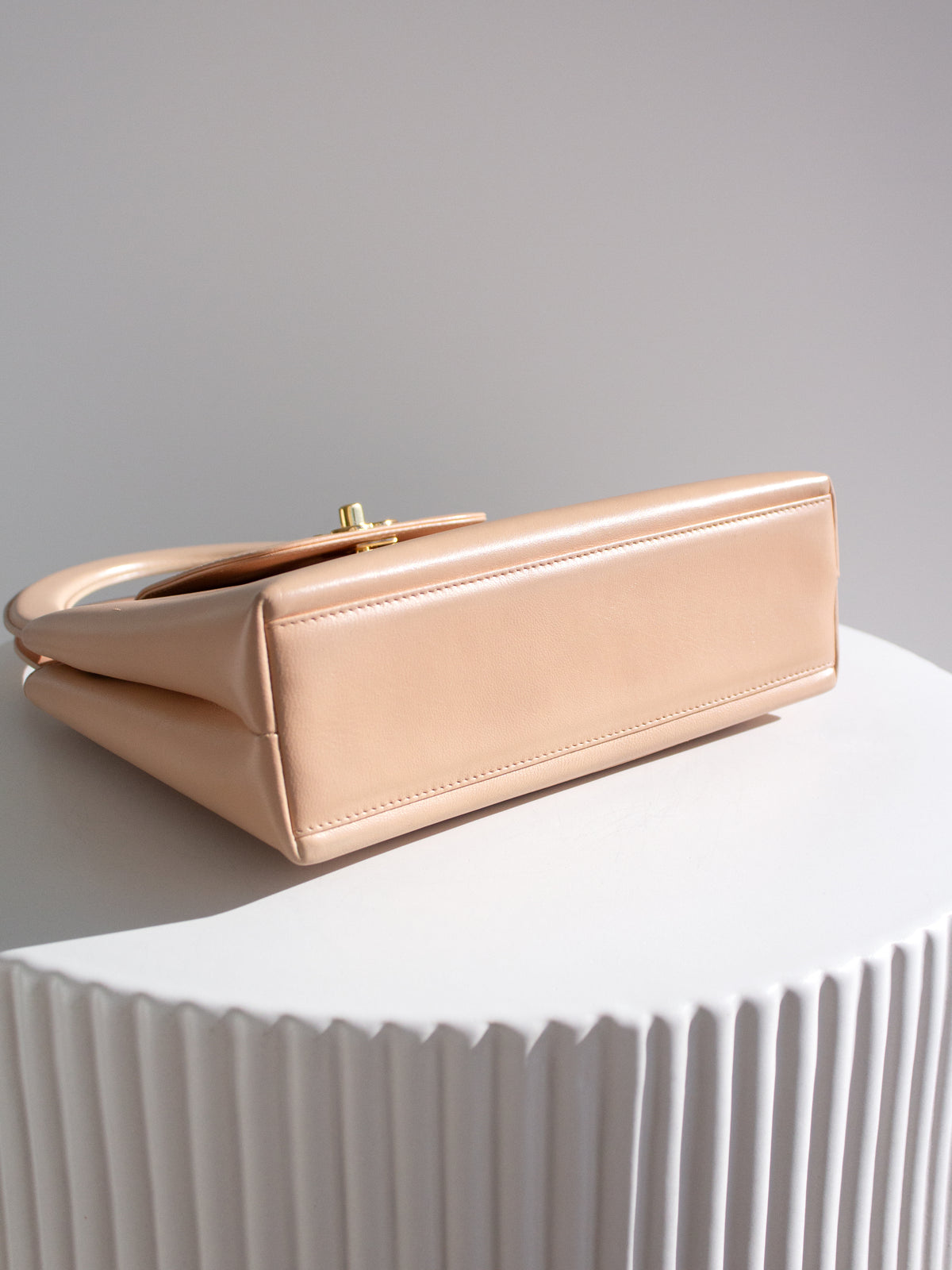 Chanel Vintage 1998 Kelly Pink Nude Lambskin 24K Gold Top Handle Bag