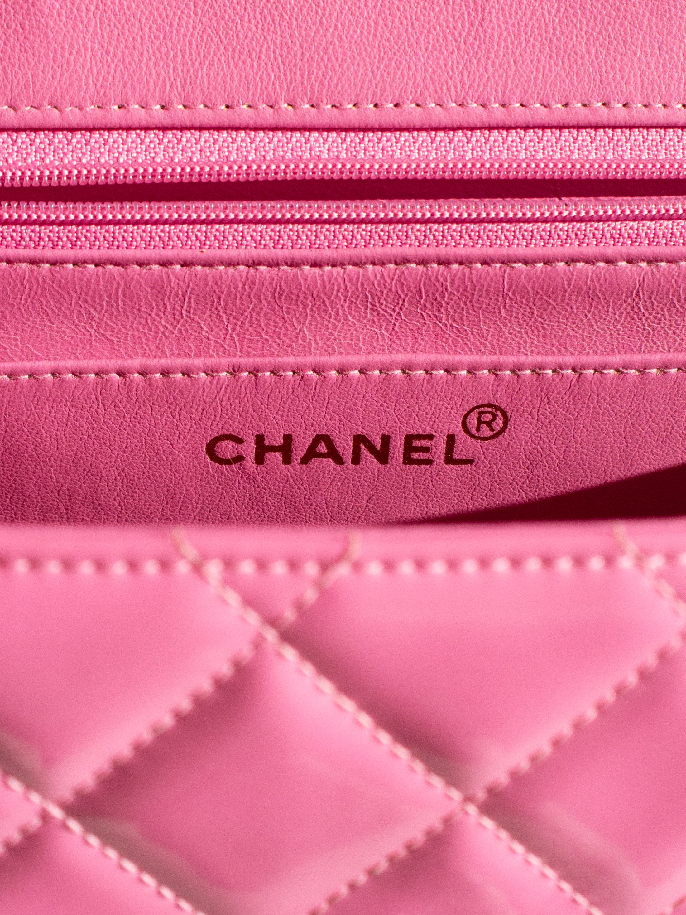 Chanel 1995 Barbie Pink 24K Gold Chain Around Patent Lambskin Jumbo XL 95P Bag