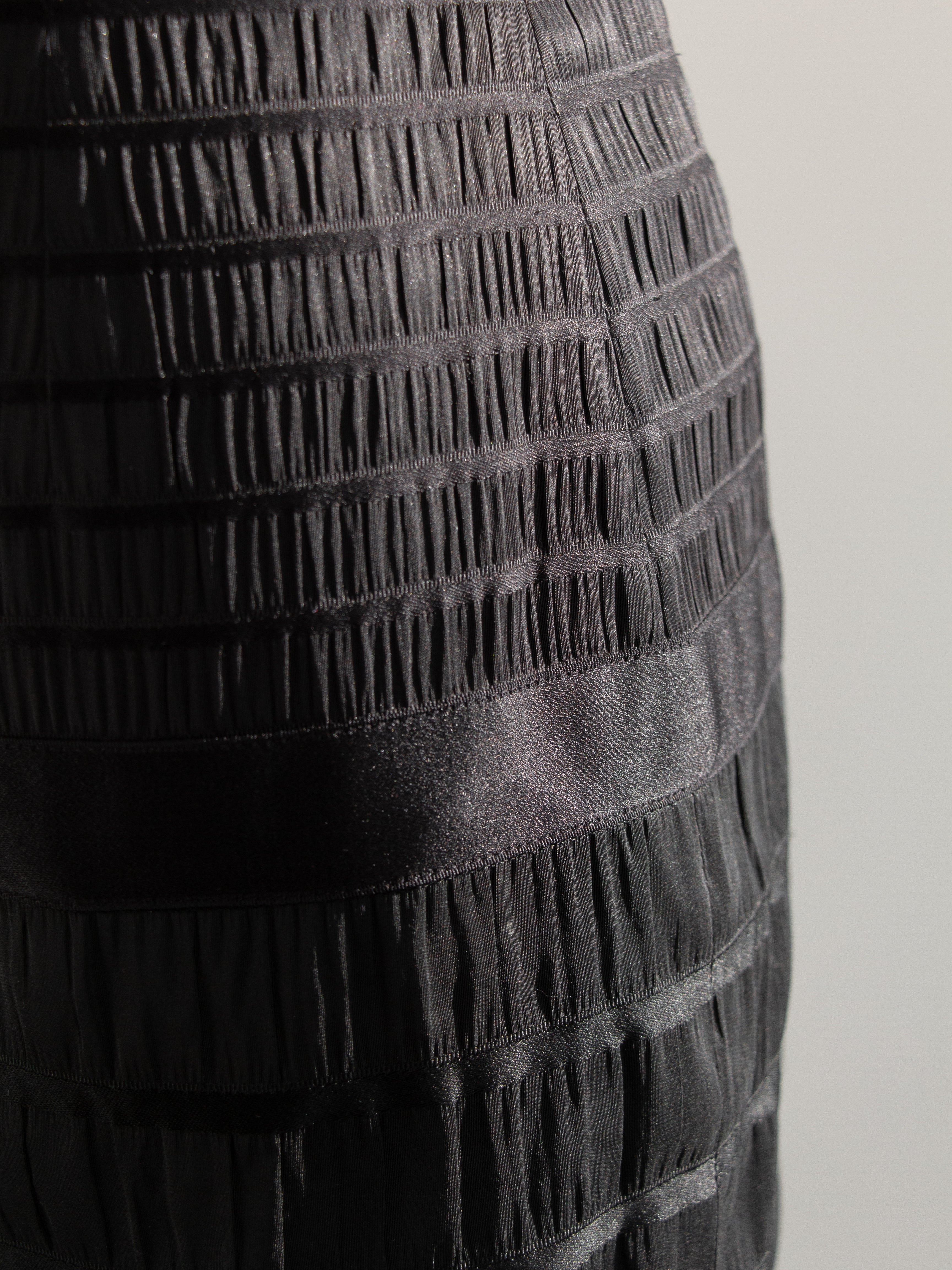 Chanel Vintage Fall/Winter 1992 Black Lesage Ribbon Silk Bodycon Midi Dress