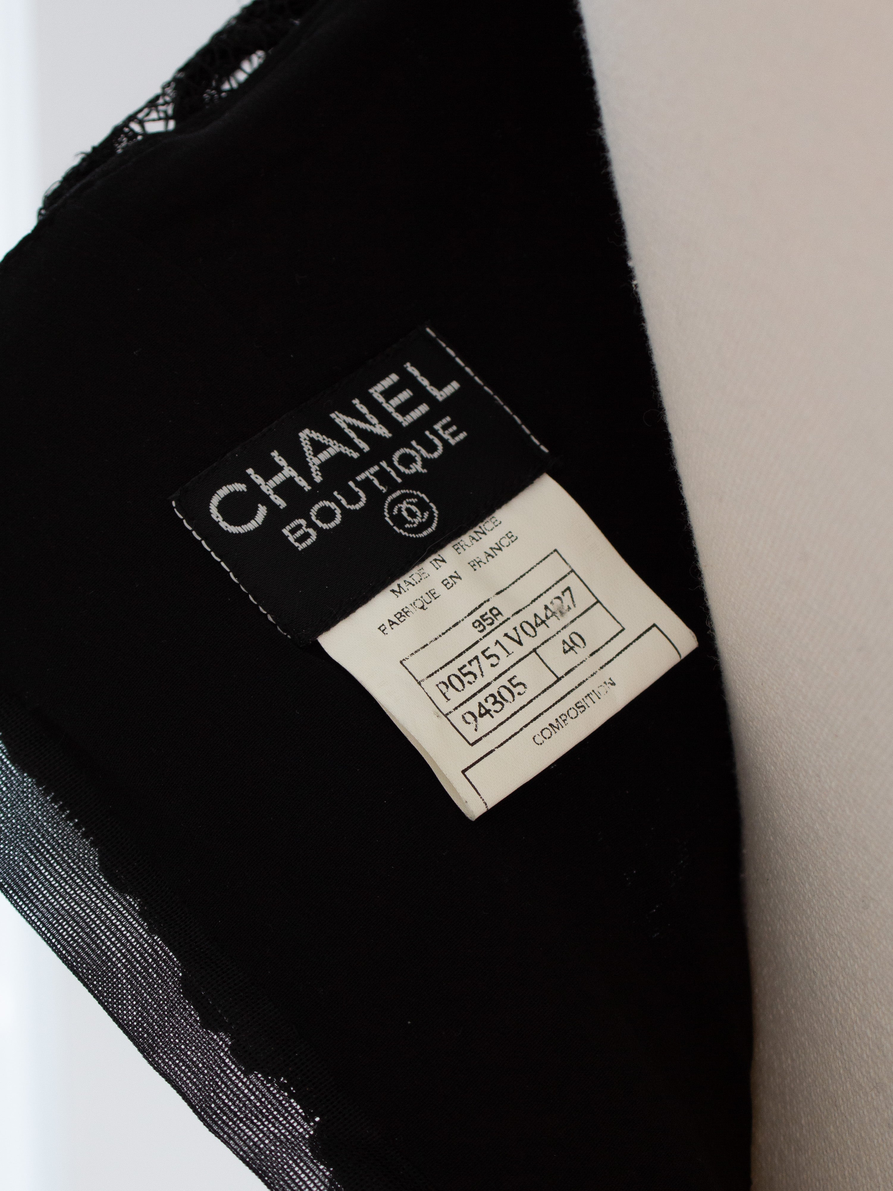 Chanel Vintage F/W1995 Black Lace Flower Bustier 95A Top