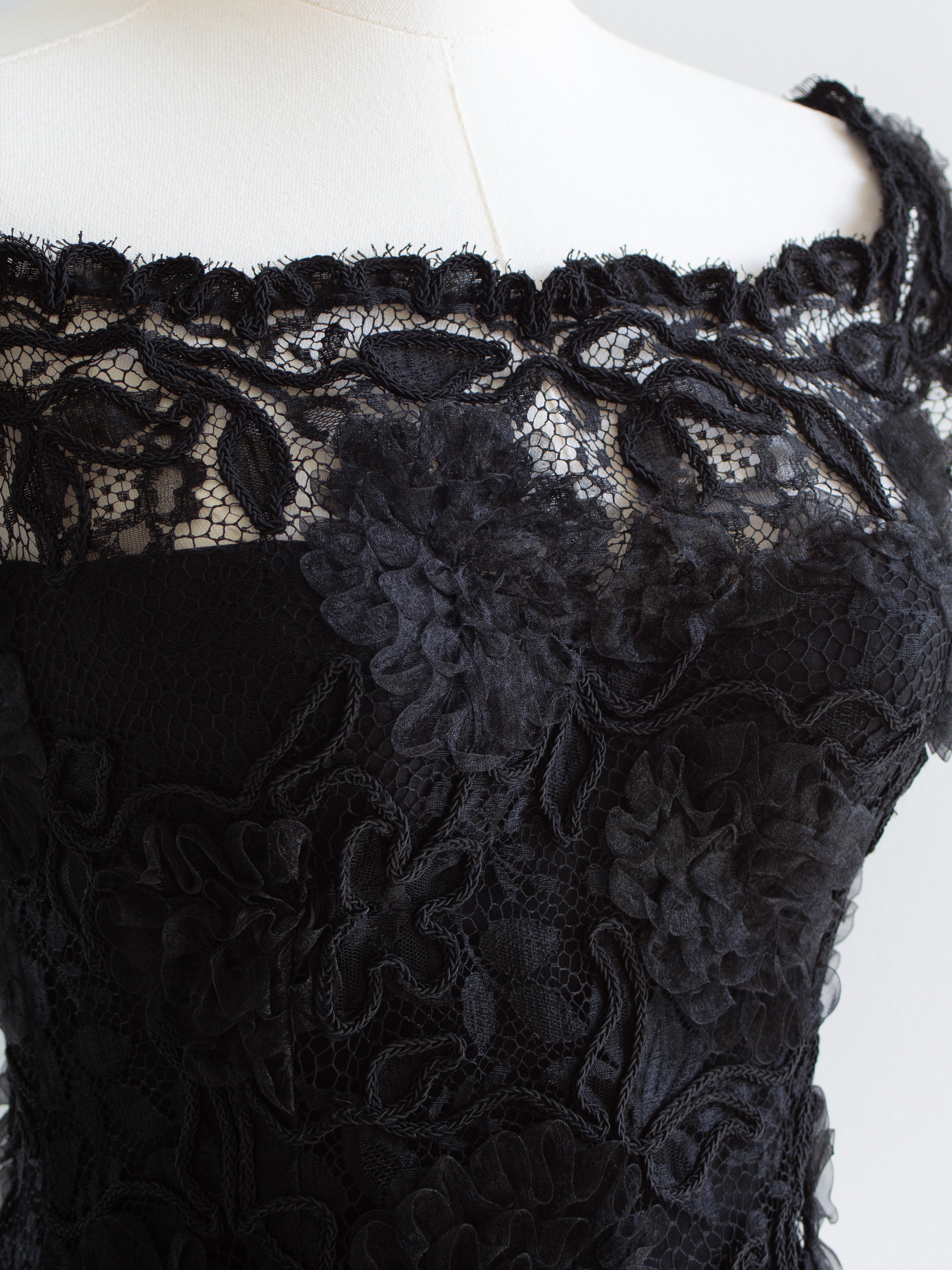 Chanel Vintage F/W1995 Black Lace Flower Bustier 95A Top