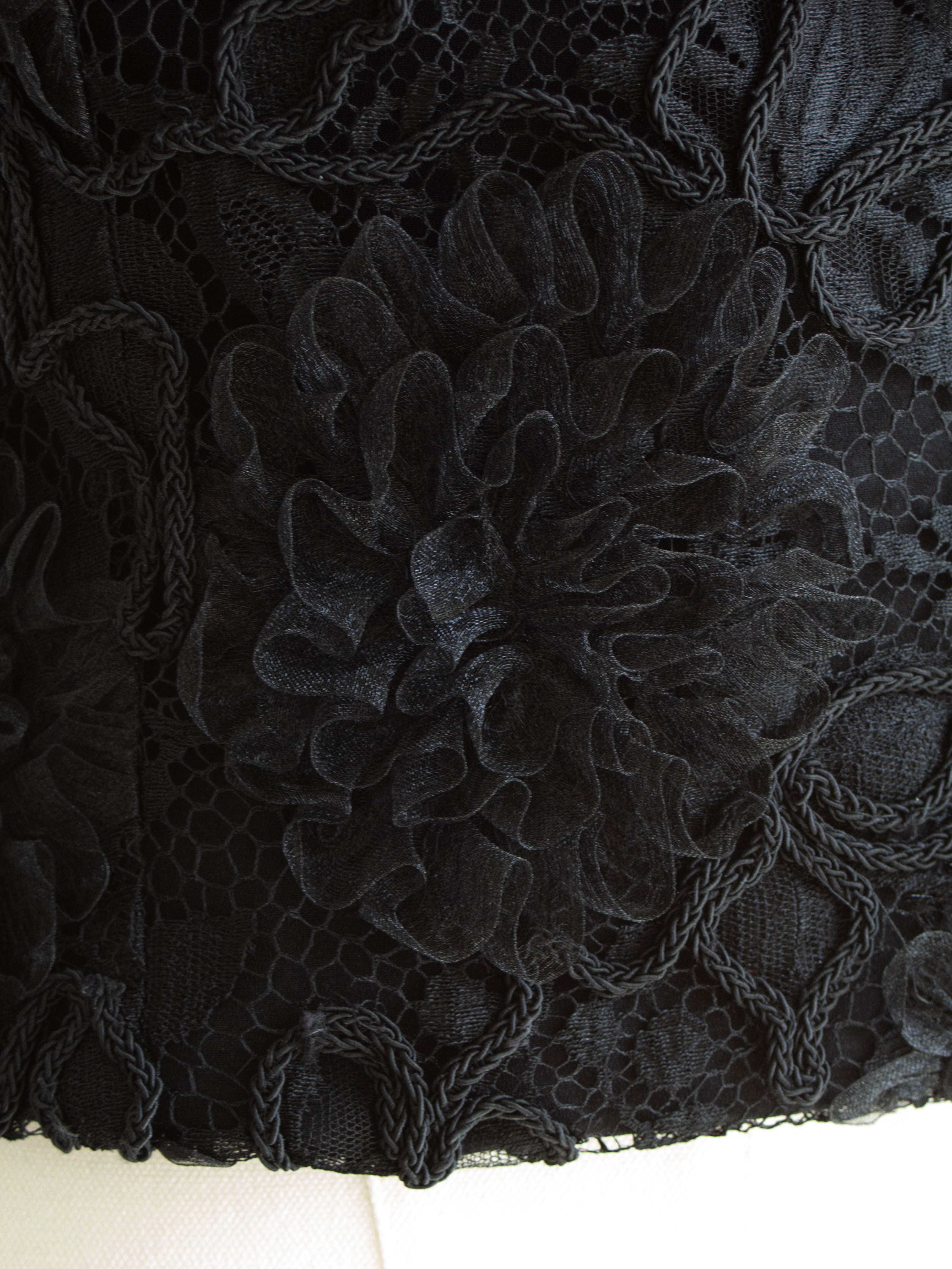 Chanel Vintage F/W1995 Black Lace Flower Bustier 95A Top