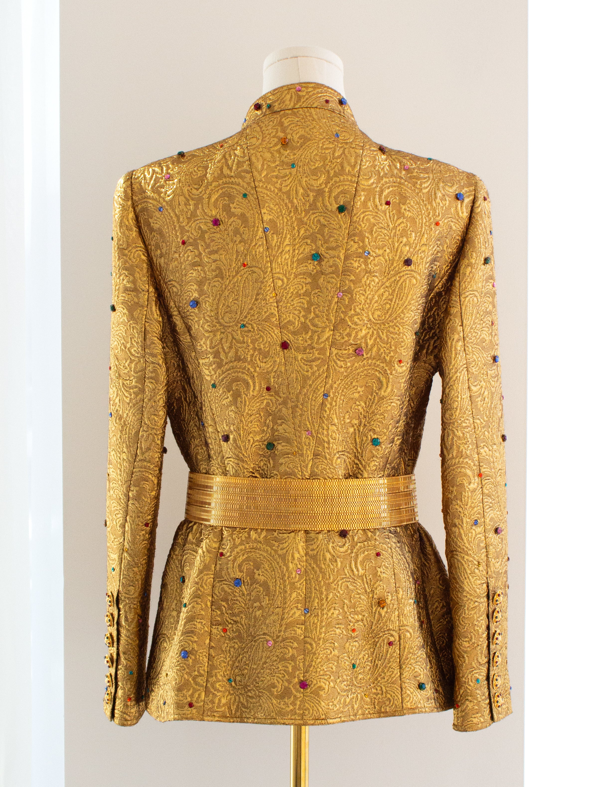 Chanel Vintage F/W 1996 Gold Brocade Mughal Jeweled Gripoix 96A Jacket