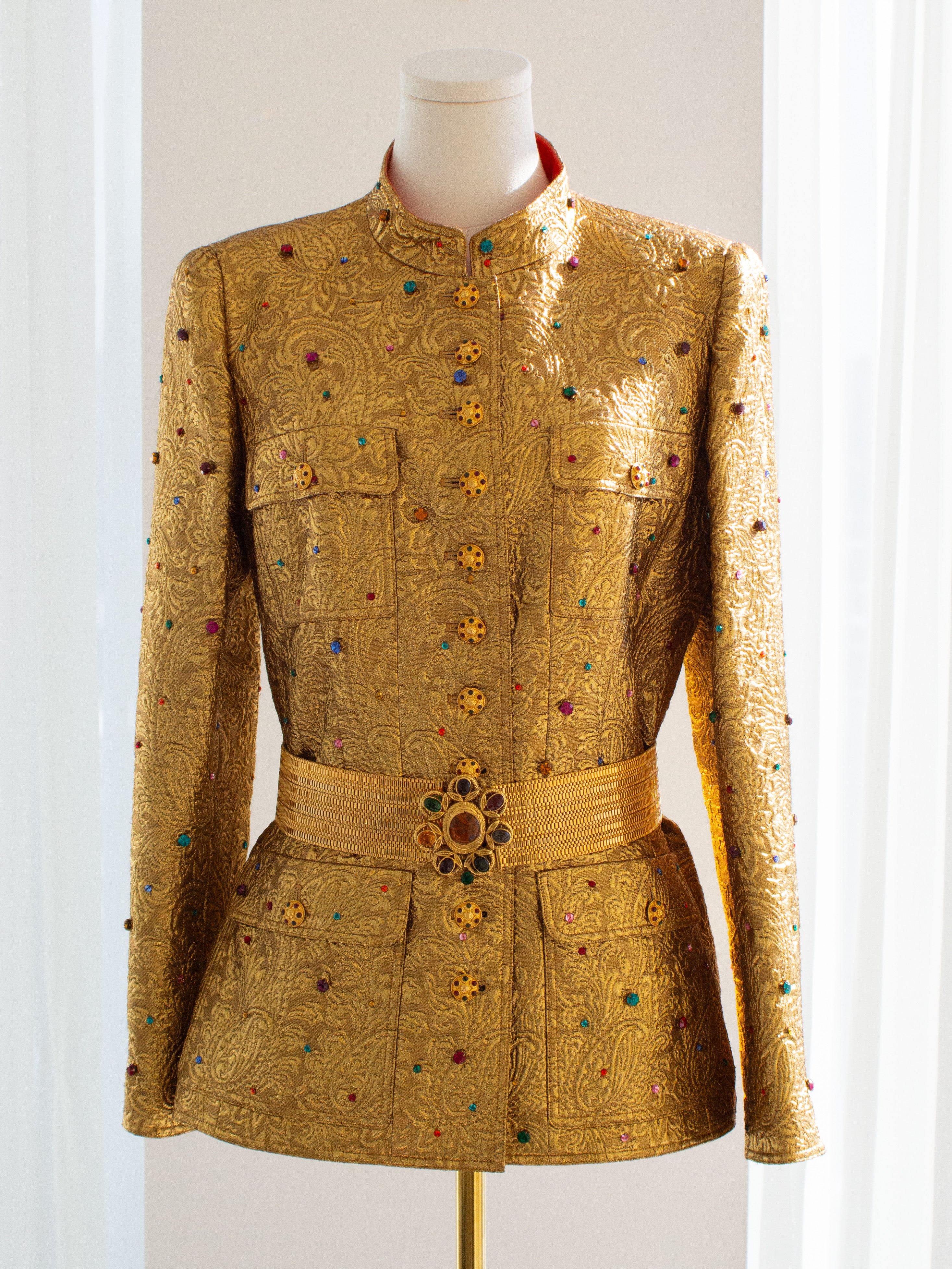 Chanel Vintage F/W 1996 Gold Brocade Mughal Jeweled Gripoix 96A Jacket