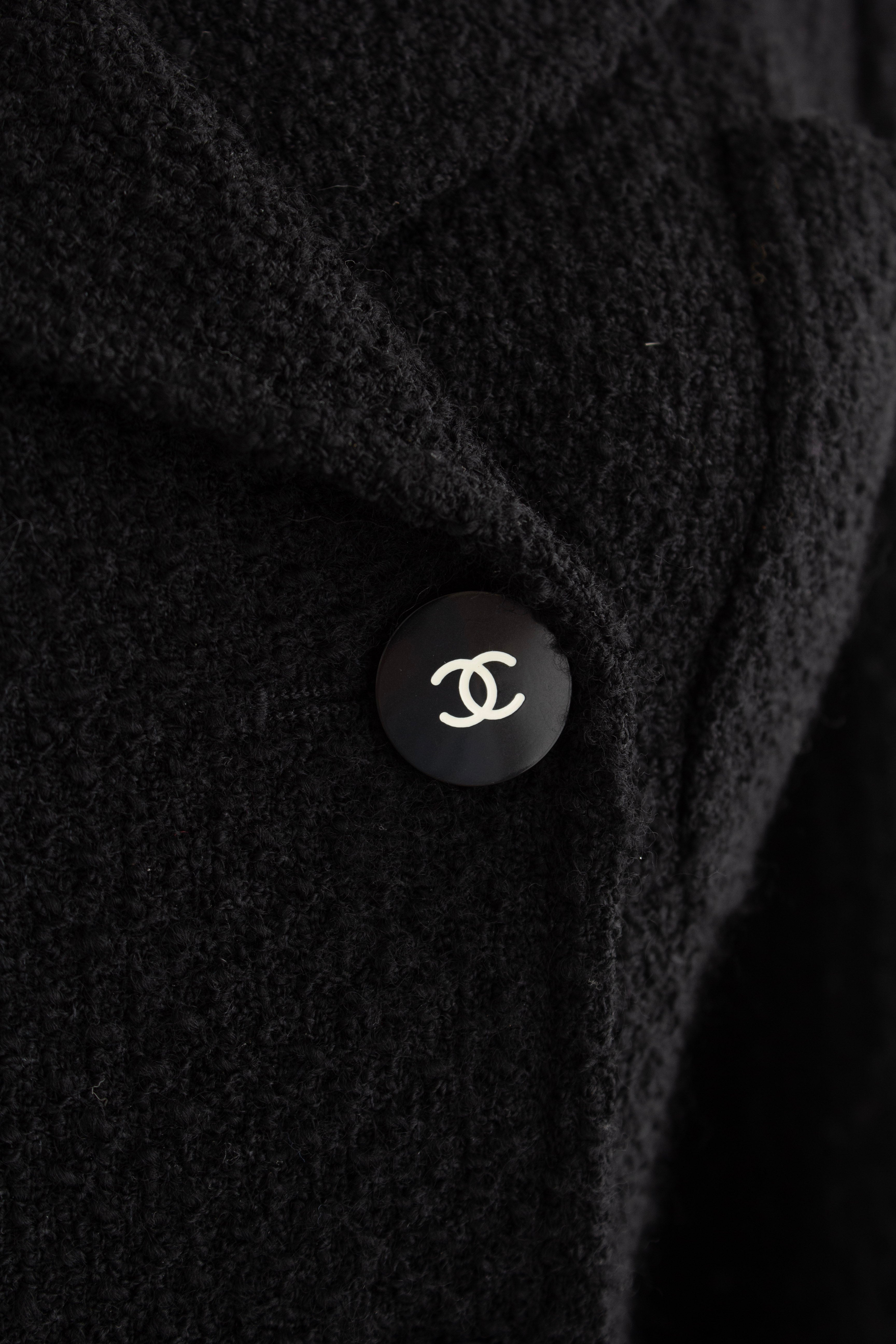 Chanel Vintage F/W 1995 Black White Logo Tweed 95A Jacket