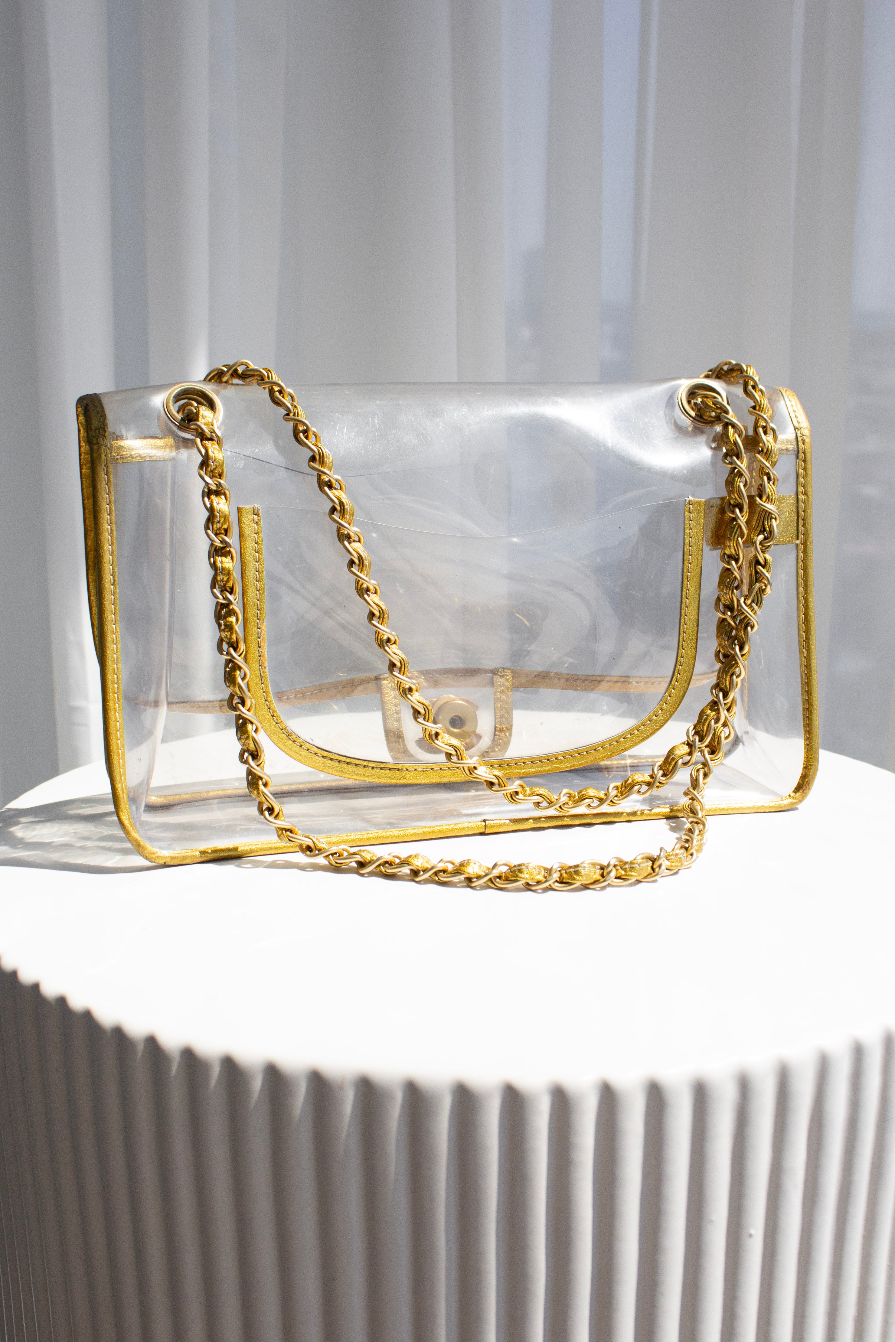 Chanel Vintage 2006 Naked PVC Transparent Gold Classic Flap Bag