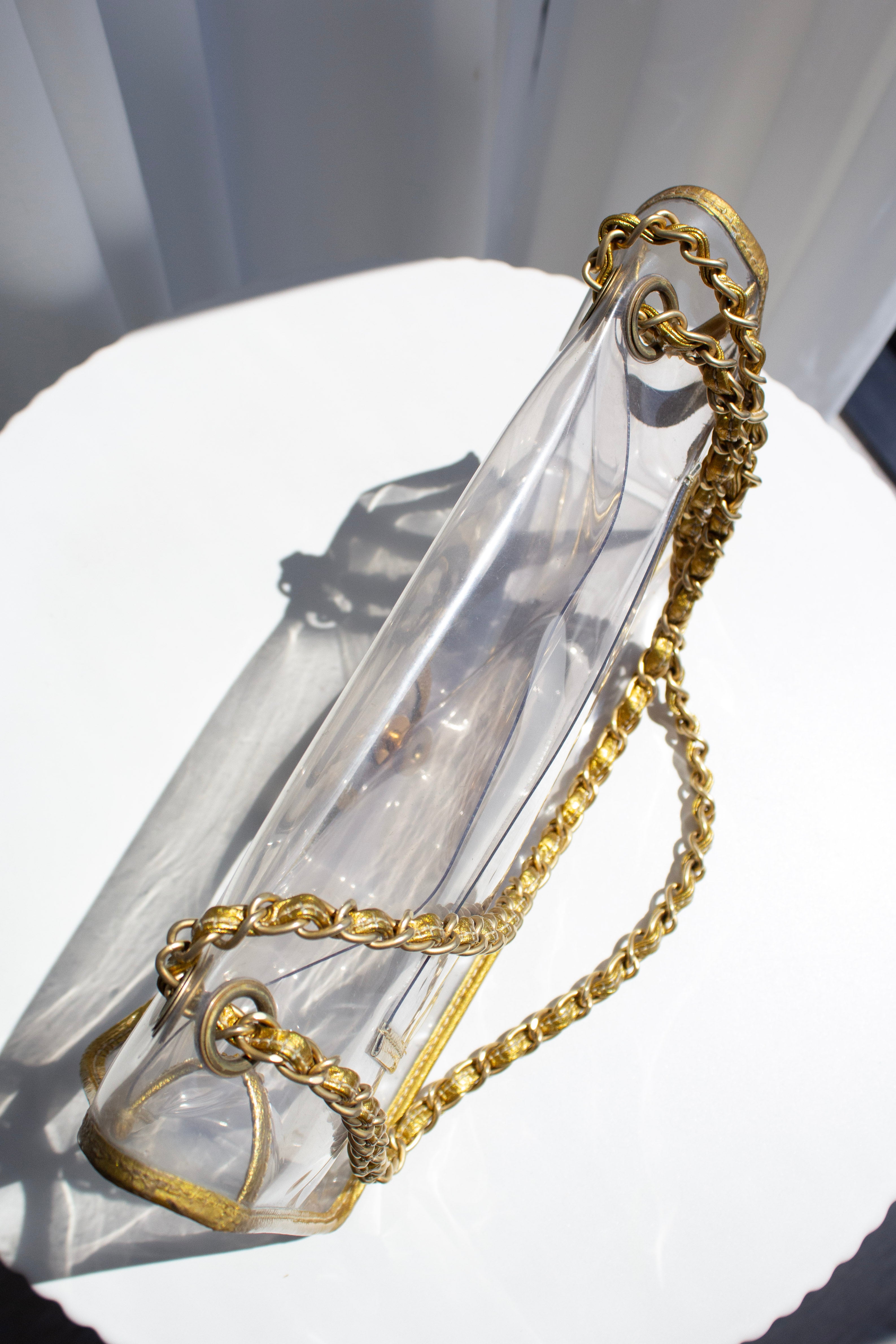 Chanel Vintage 2006 Naked PVC Transparent Gold Classic Flap Bag