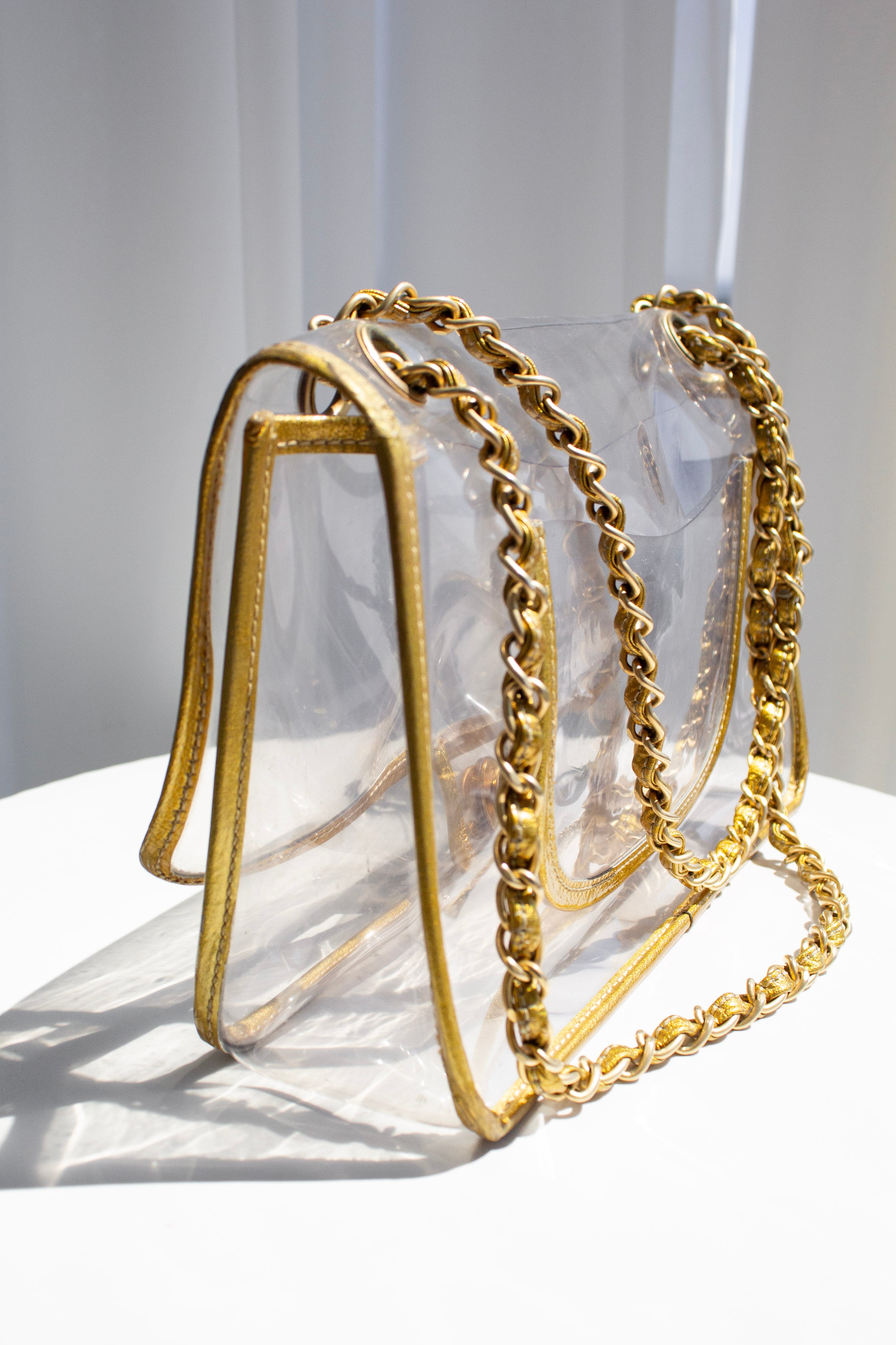 Chanel Vintage 2006 Naked PVC Transparent Gold Classic Flap Bag