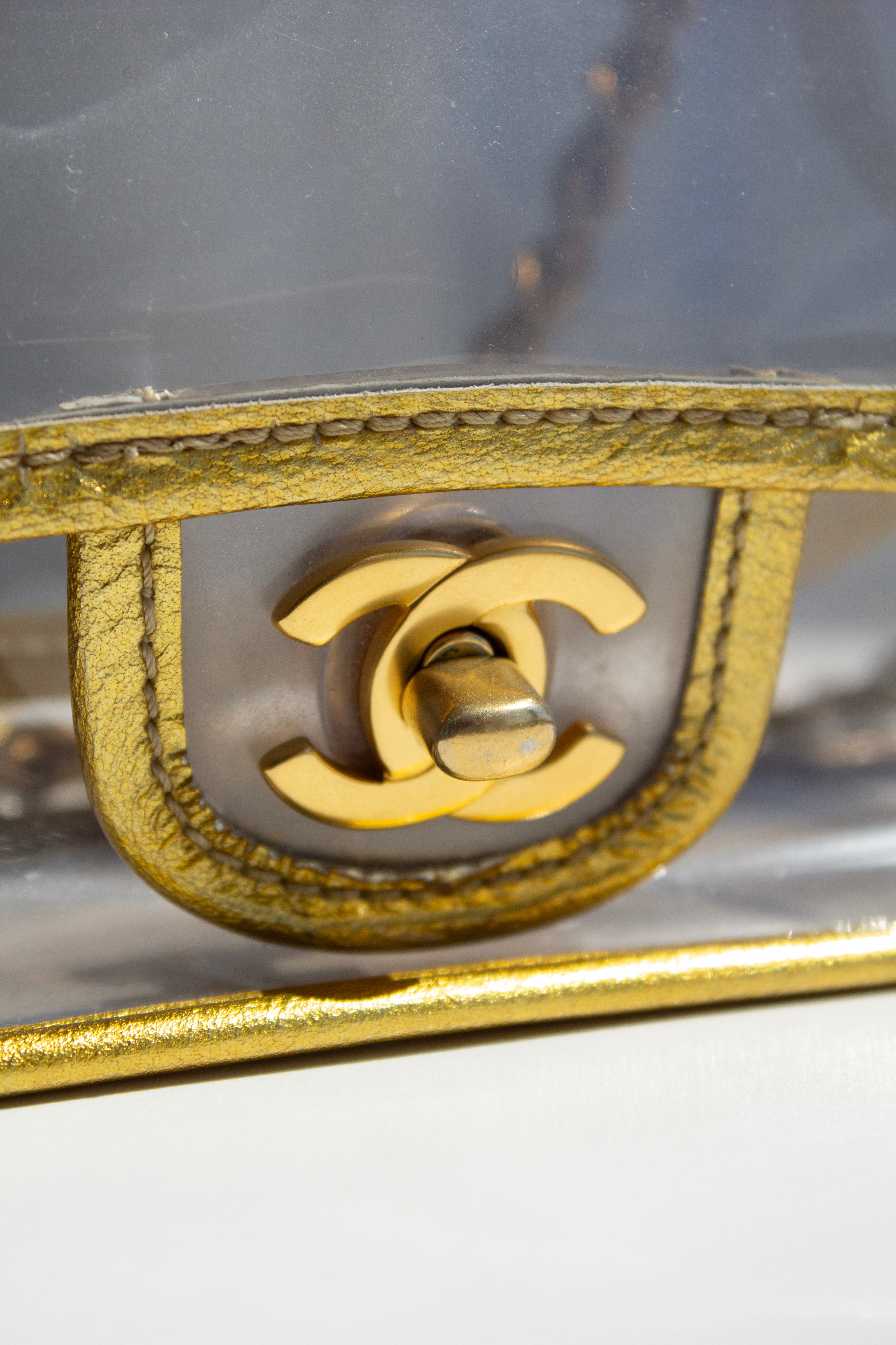 Chanel Vintage 2006 Naked PVC Transparent Gold Classic Flap Bag