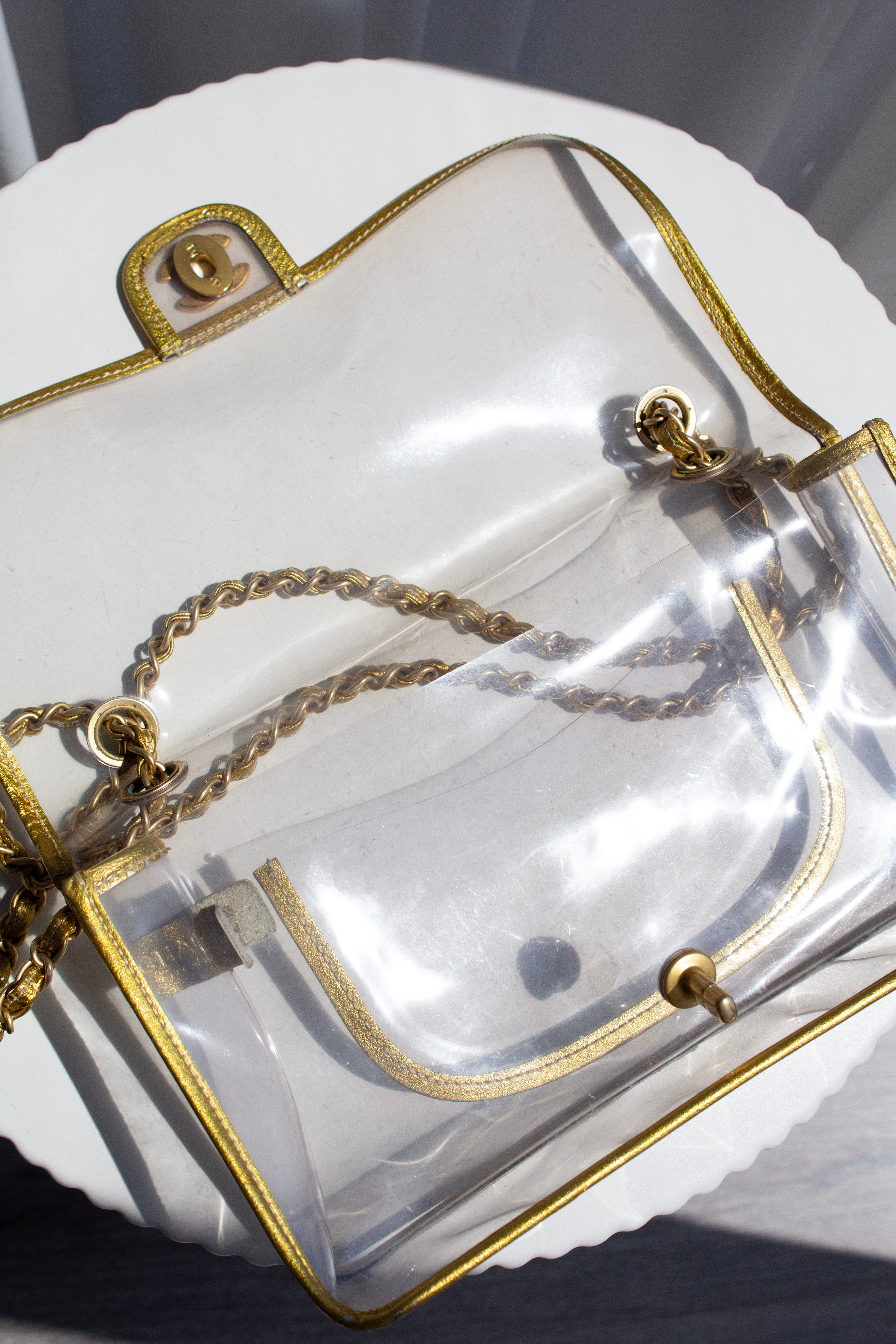 Chanel Vintage 2006 Naked PVC Transparent Gold Classic Flap Bag