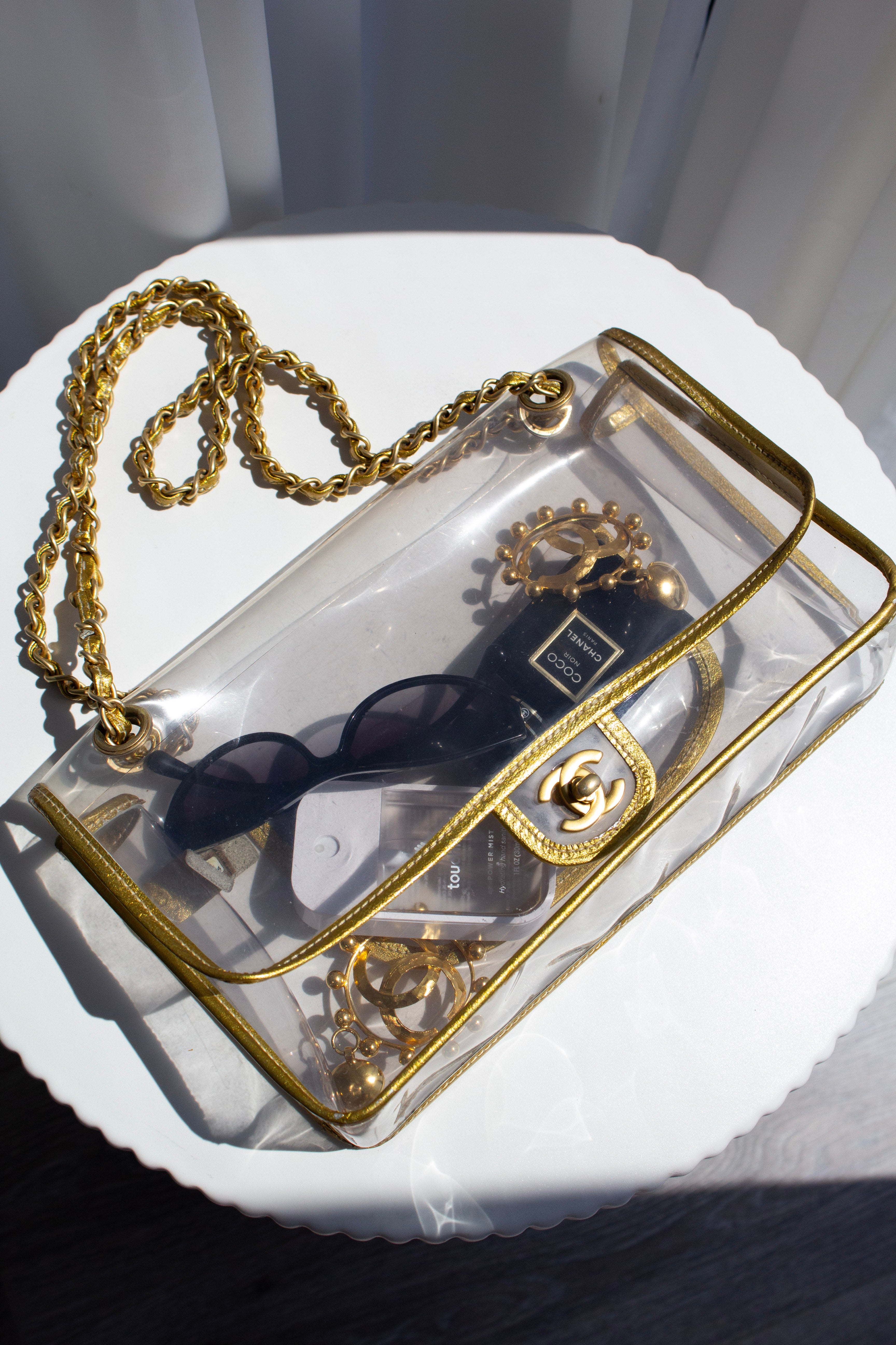 Chanel Vintage 2006 Naked PVC Transparent Gold Classic Flap Bag