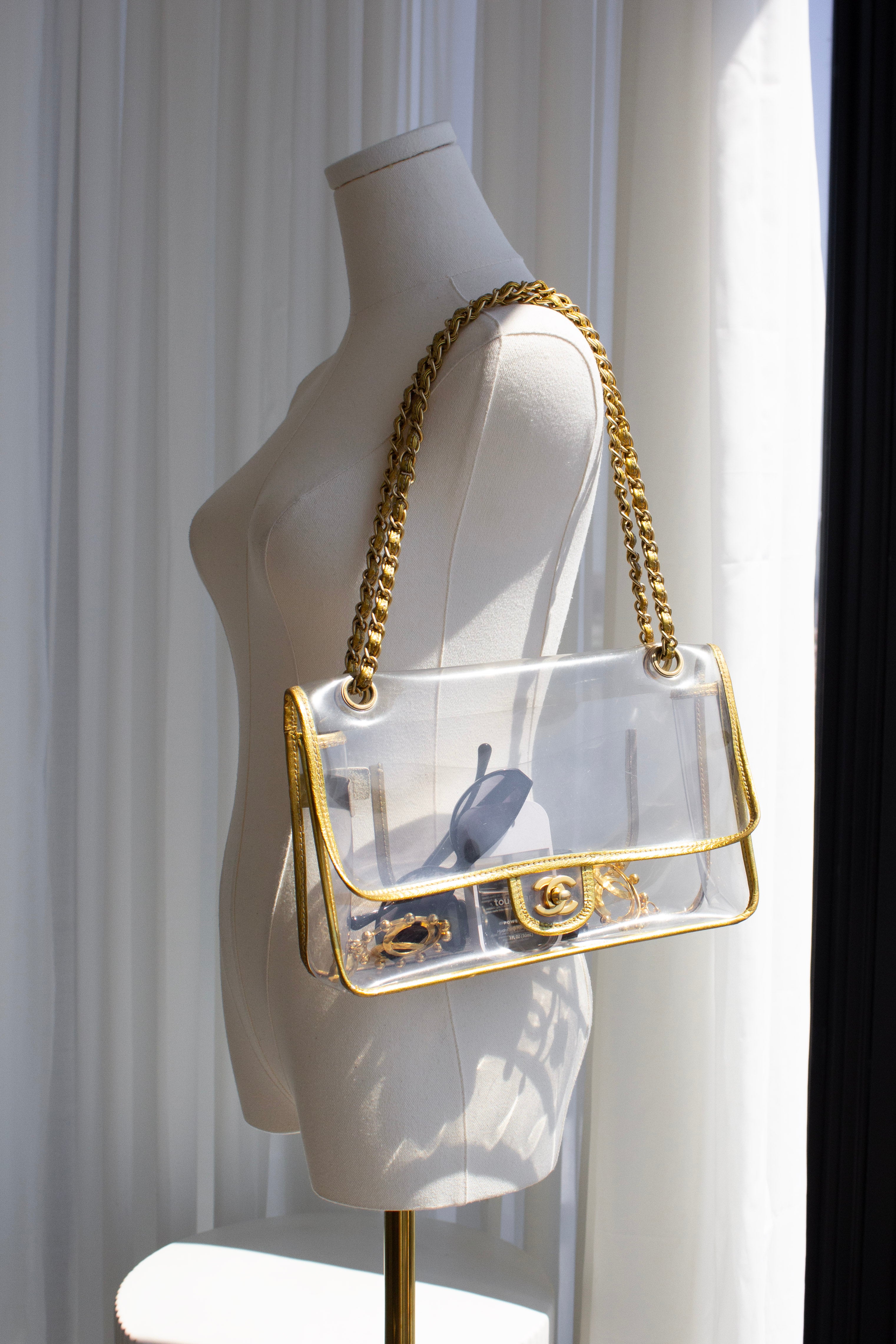 Chanel Vintage 2006 Naked PVC Transparent Gold Classic Flap Bag