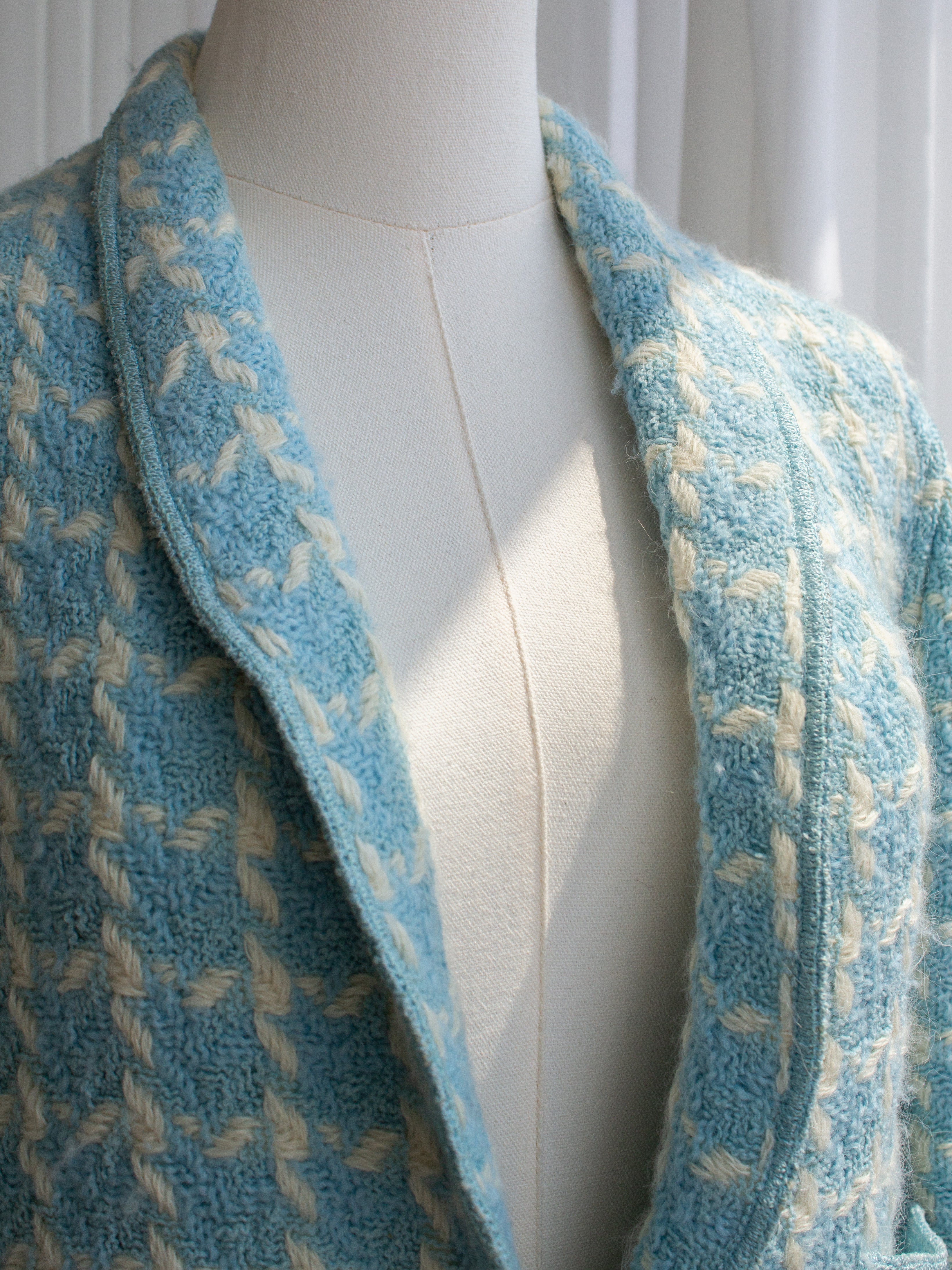 Chanel Vintage S/S 1996 Sky Blue Plaid 96P Tweed Jacket