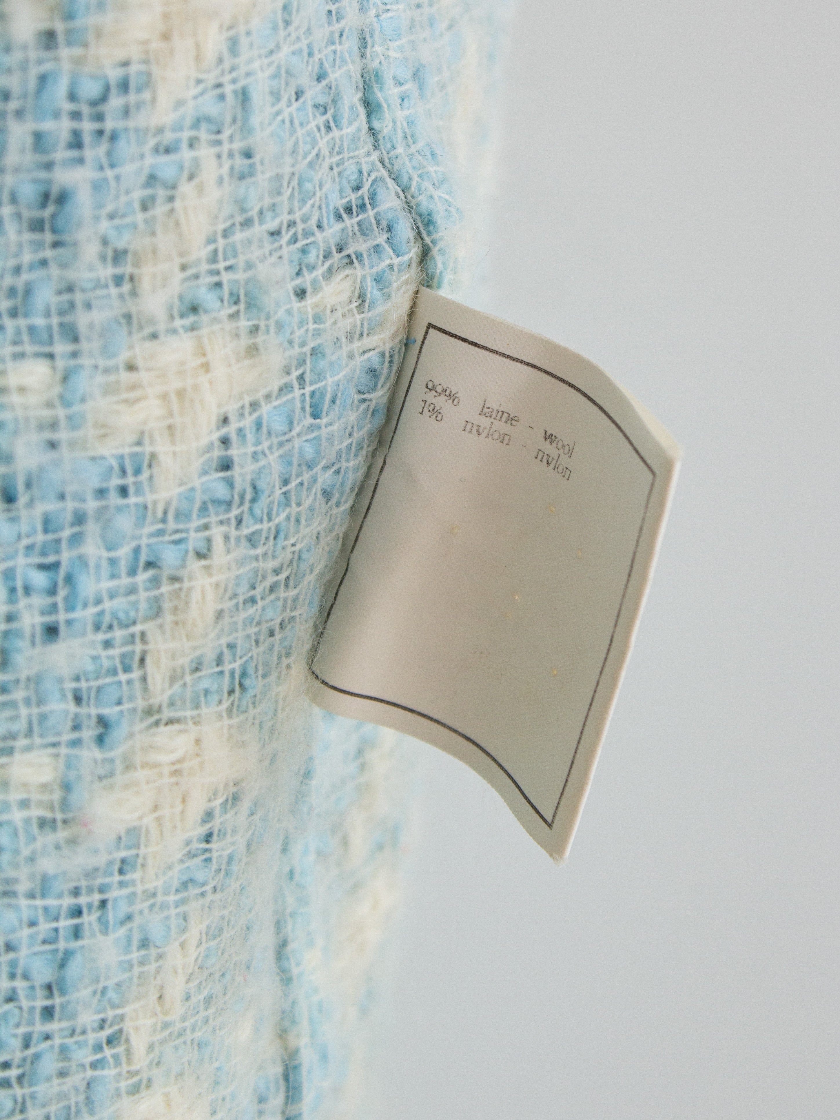 Chanel Vintage S/S 1996 Sky Blue Plaid 96P Tweed Jacket