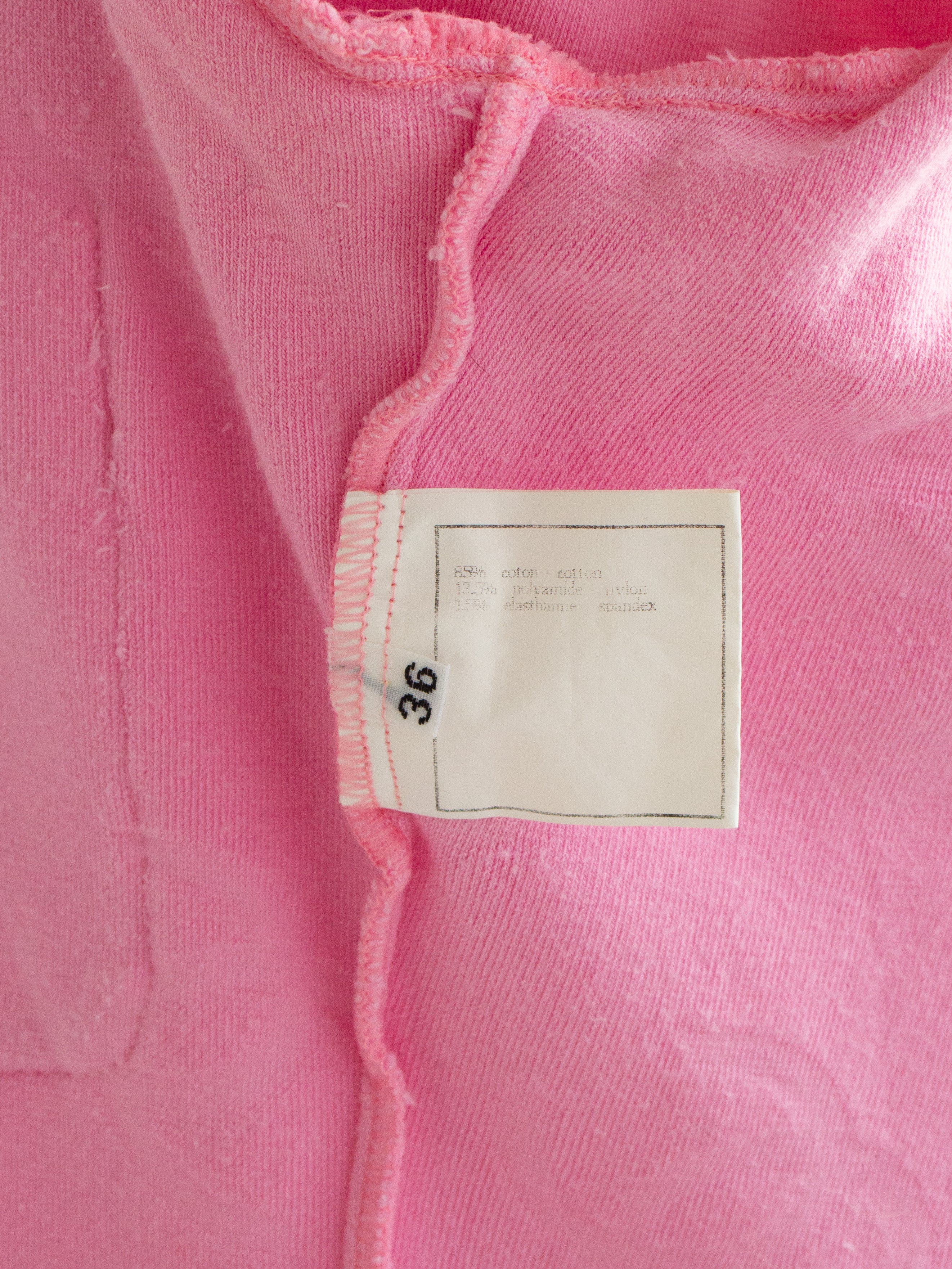 Chanel Vintage S/S 1996 Pink Velour CC Logo Button 96P Top