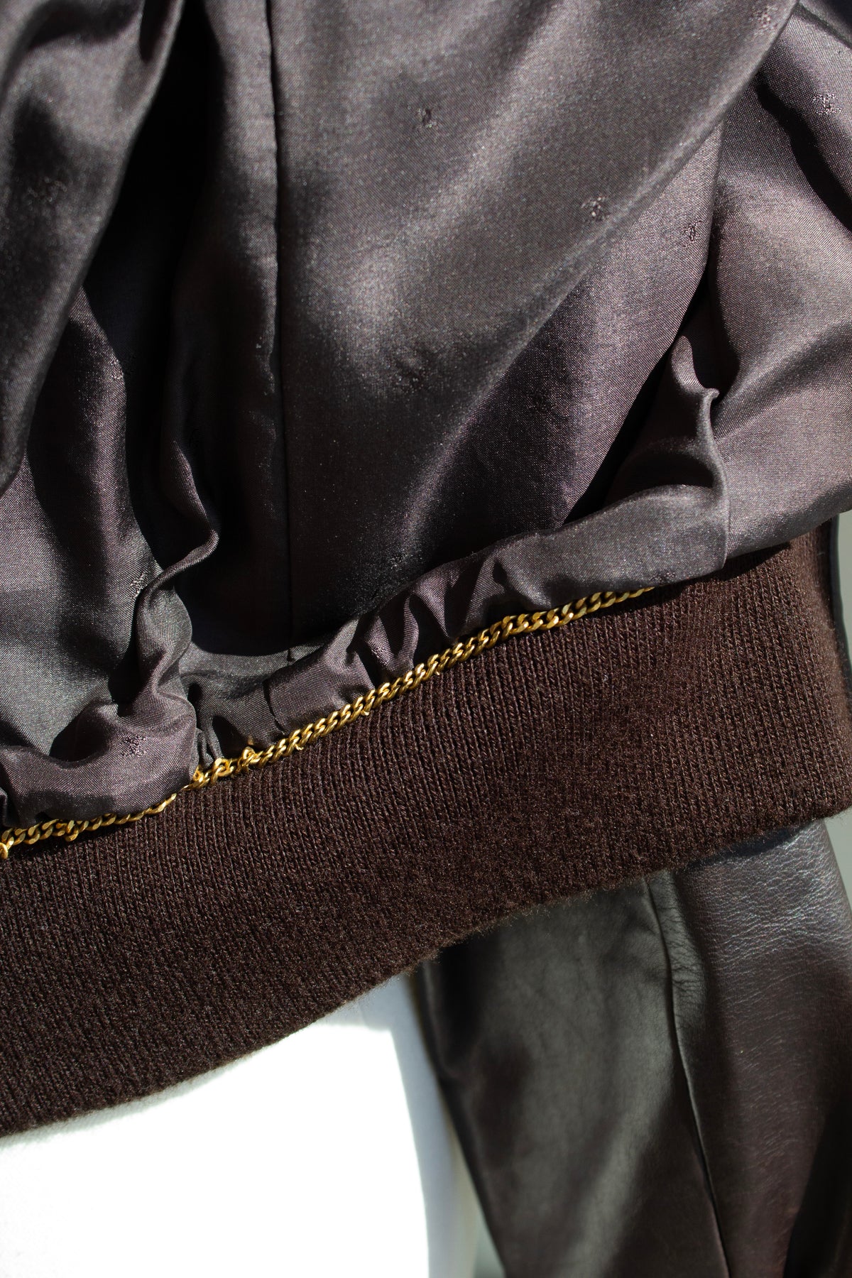 Chanel Spring/Summer 1992 Brown Lambskin Leather Bomber Jacket