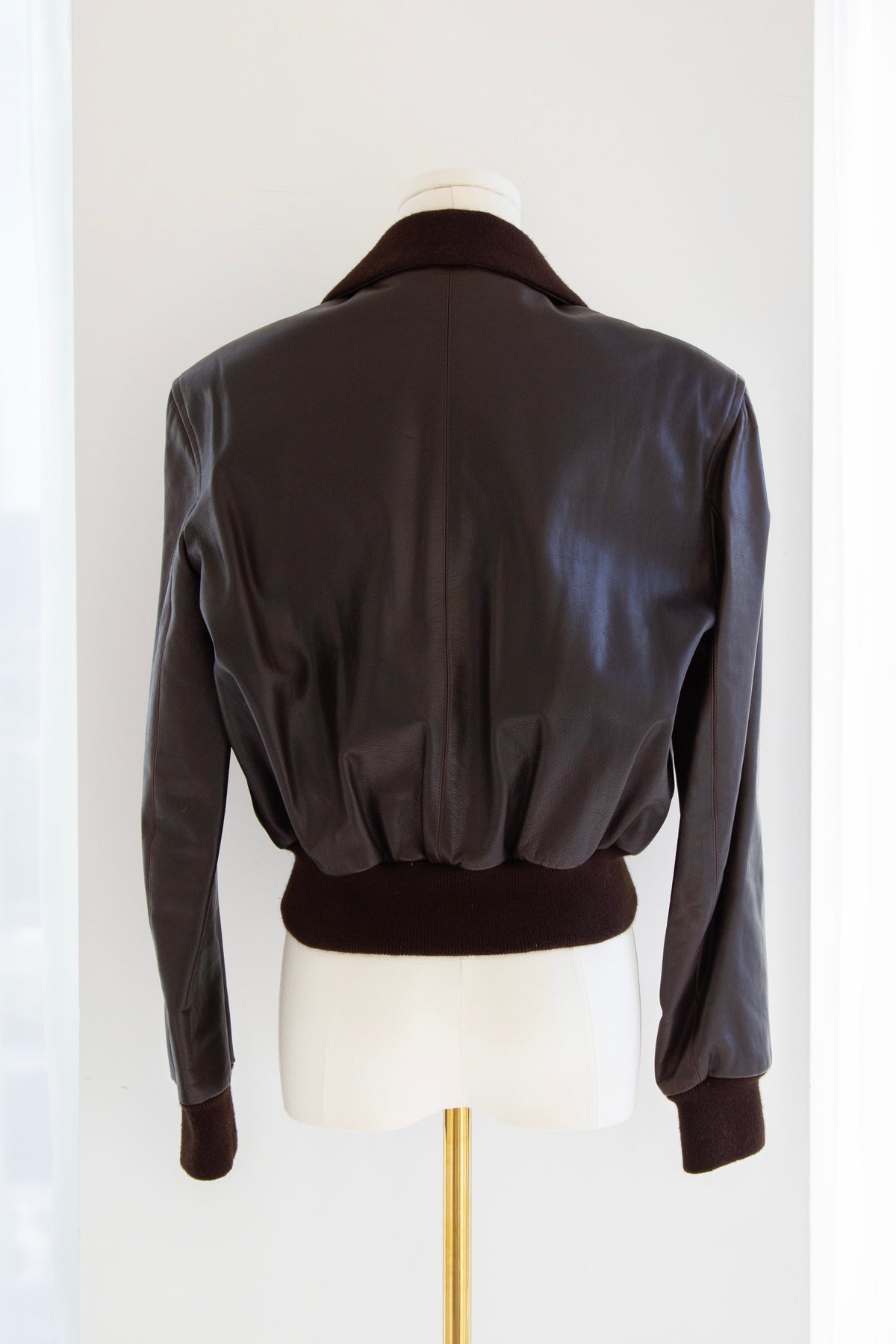Chanel Spring/Summer 1992 Brown Lambskin Leather Bomber Jacket