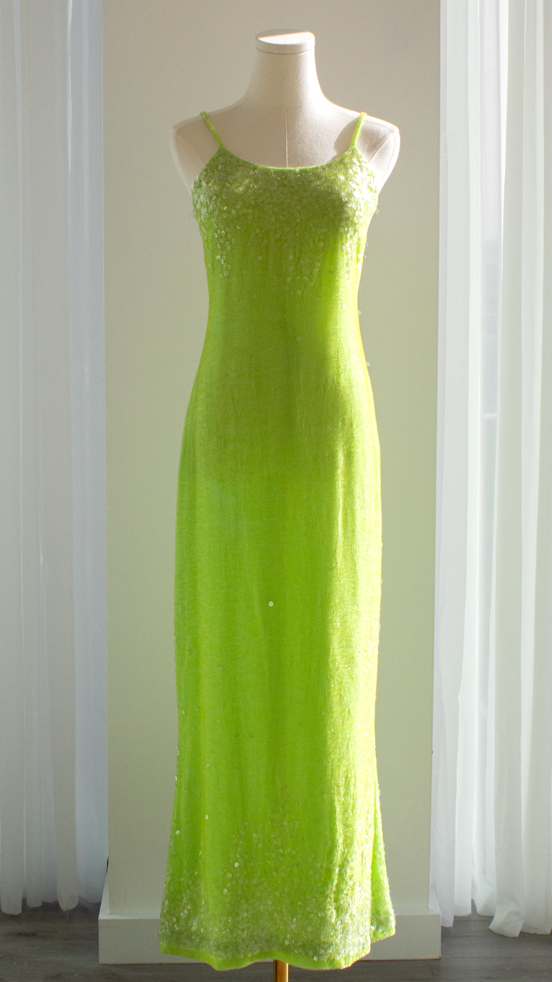 Chanel Vintage S/S 1997 Green Sequin Embellished Velvet Dress Gown Jacket 97P Set