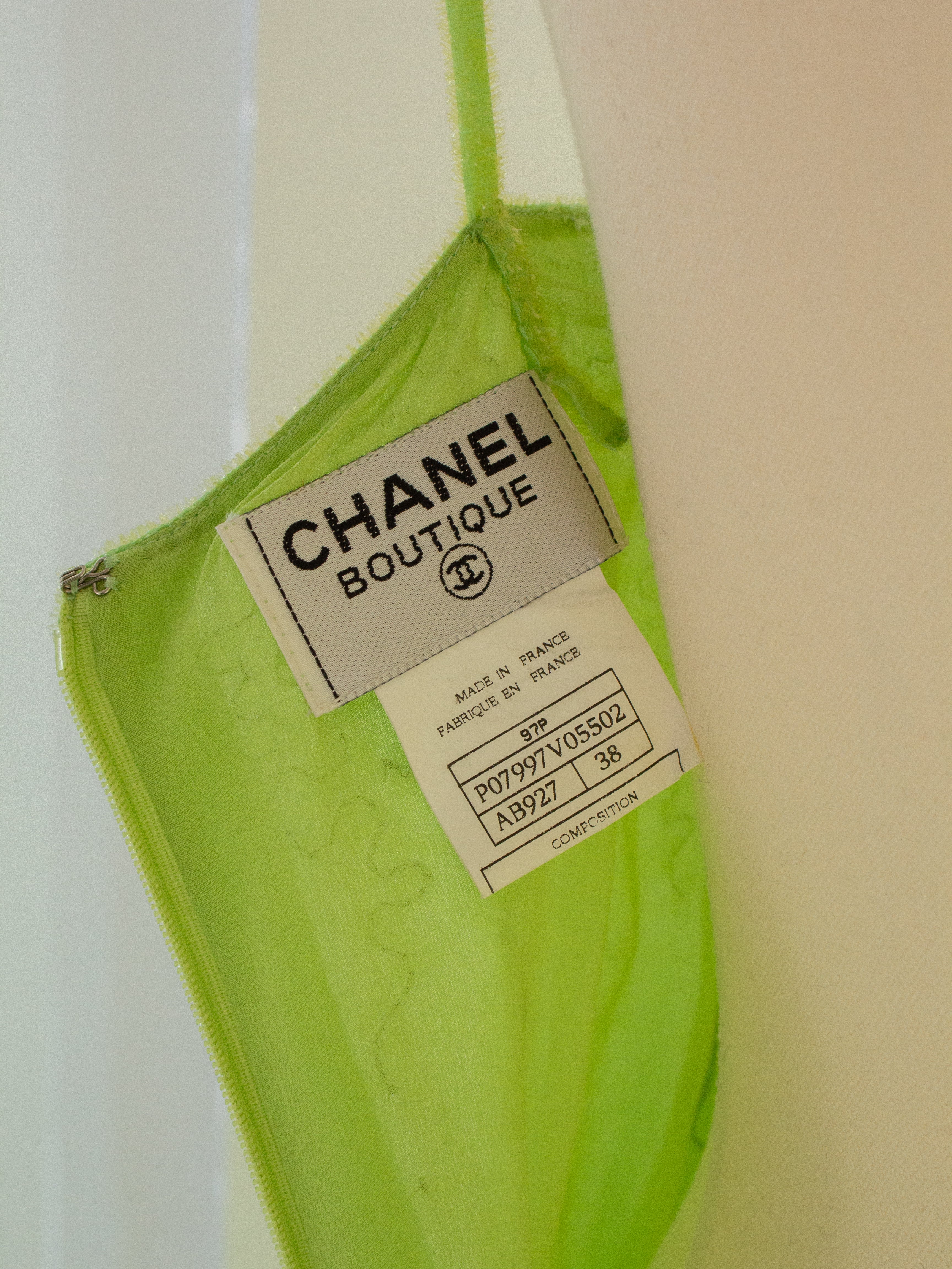 Chanel Vintage S/S 1997 Green Sequin Embellished Velvet Dress Gown Jacket 97P Set