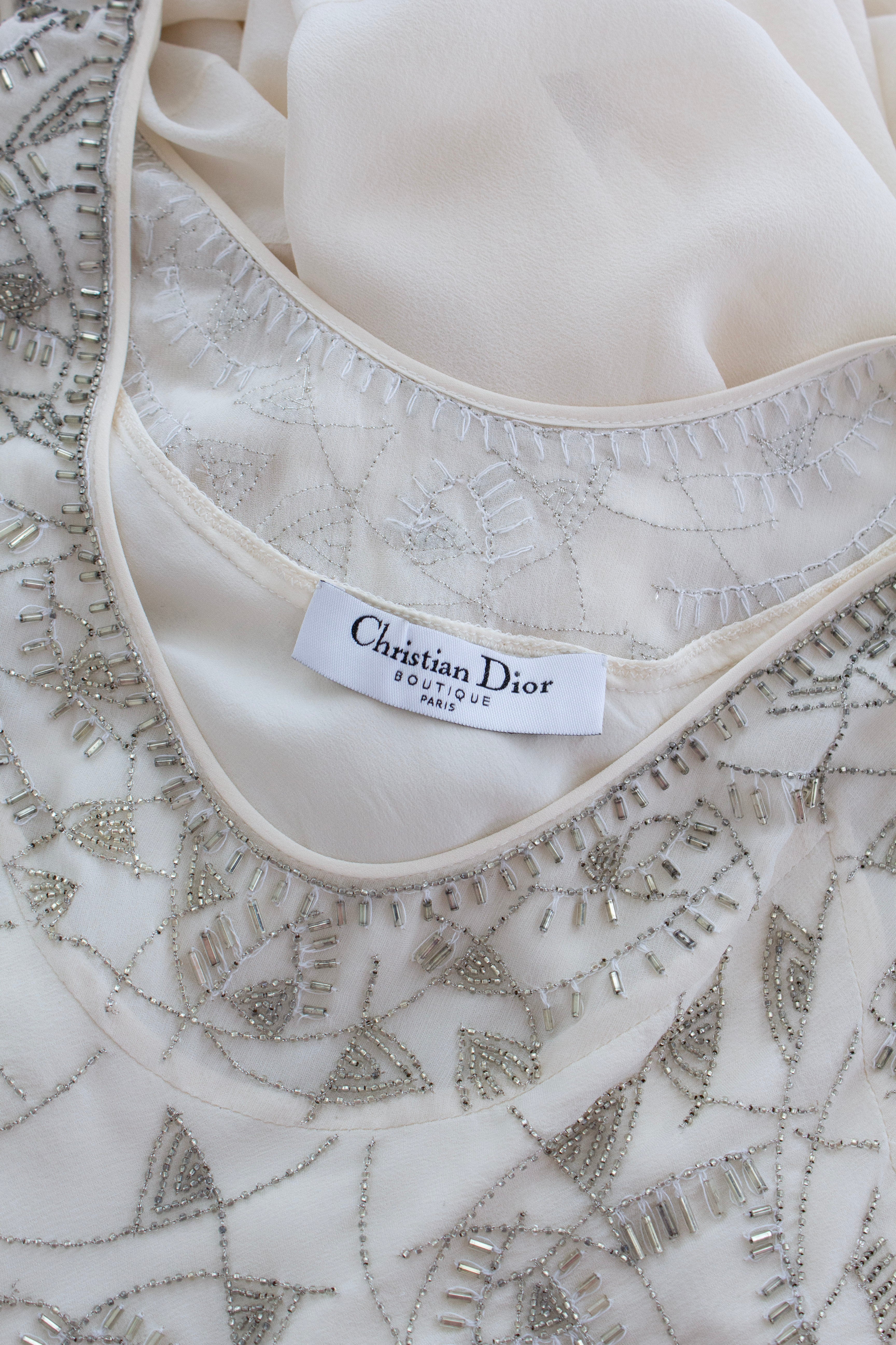 Christian Dior by John Galliano S/S 2005 Embellished White Silk Gown