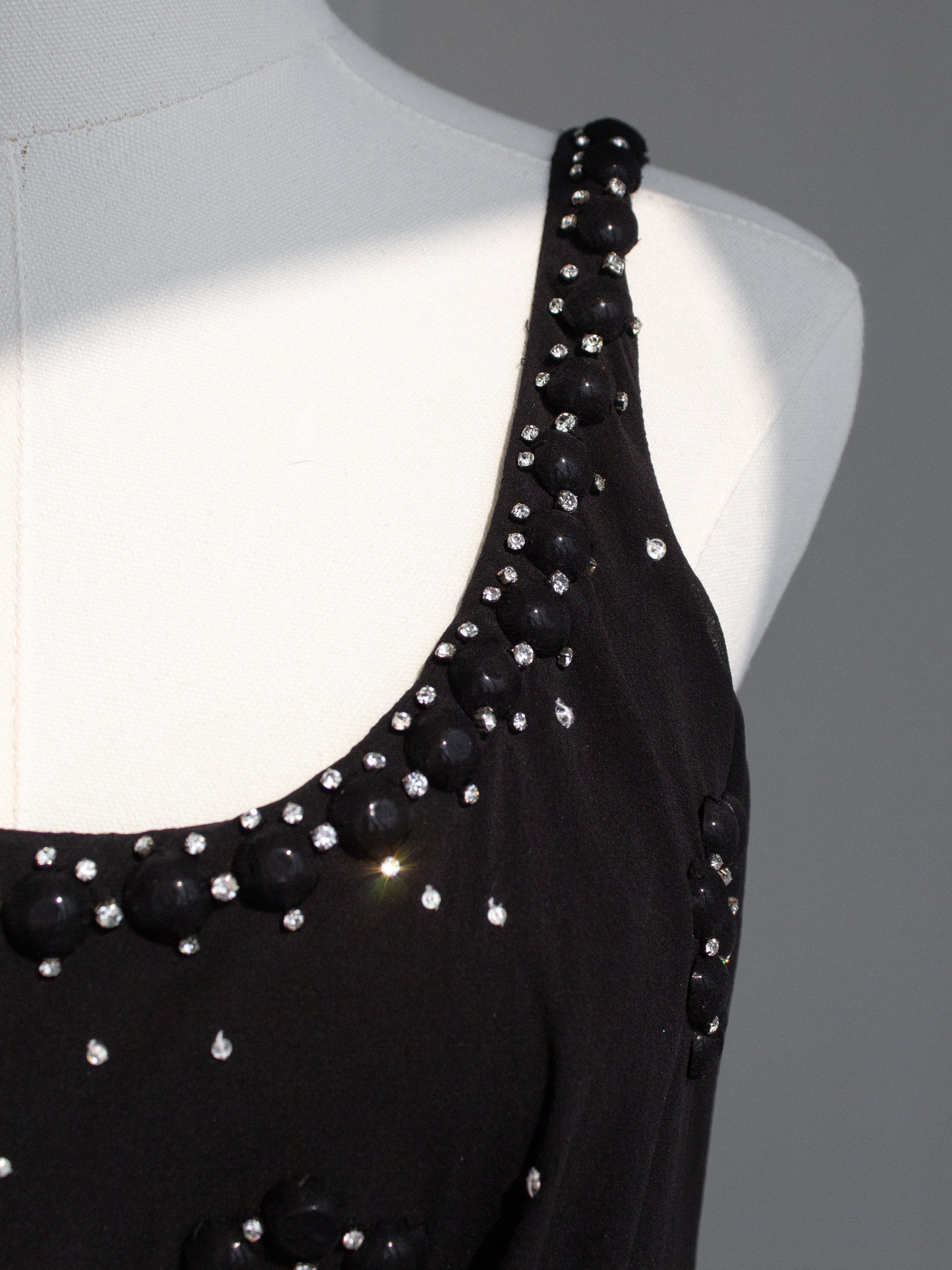 Christian Dior By John Galliano S/S 2007 Black Knot Flower Crystal Embellished Maxi Gown