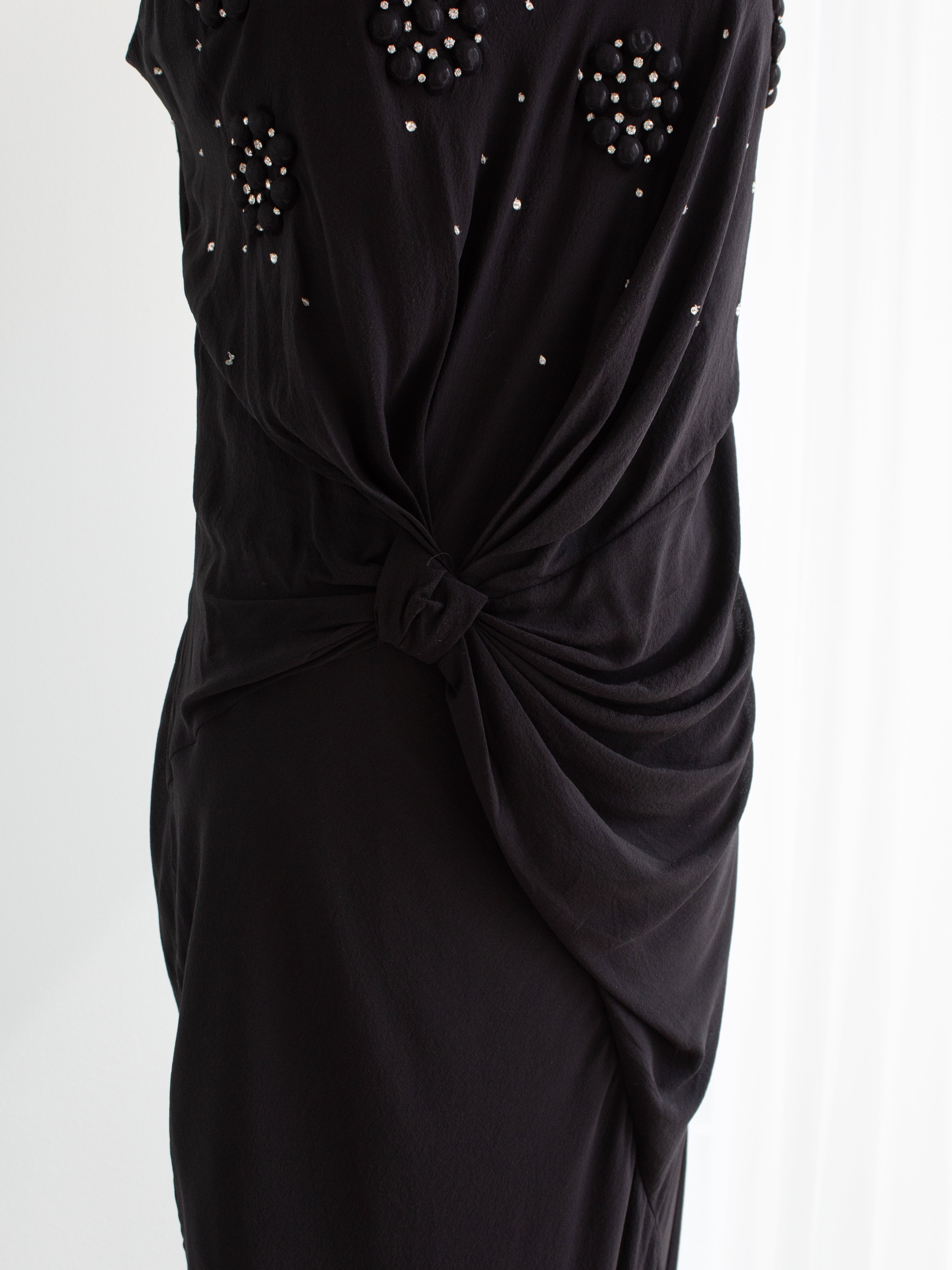 Christian Dior By John Galliano S/S 2007 Black Knot Flower Crystal Embellished Maxi Gown