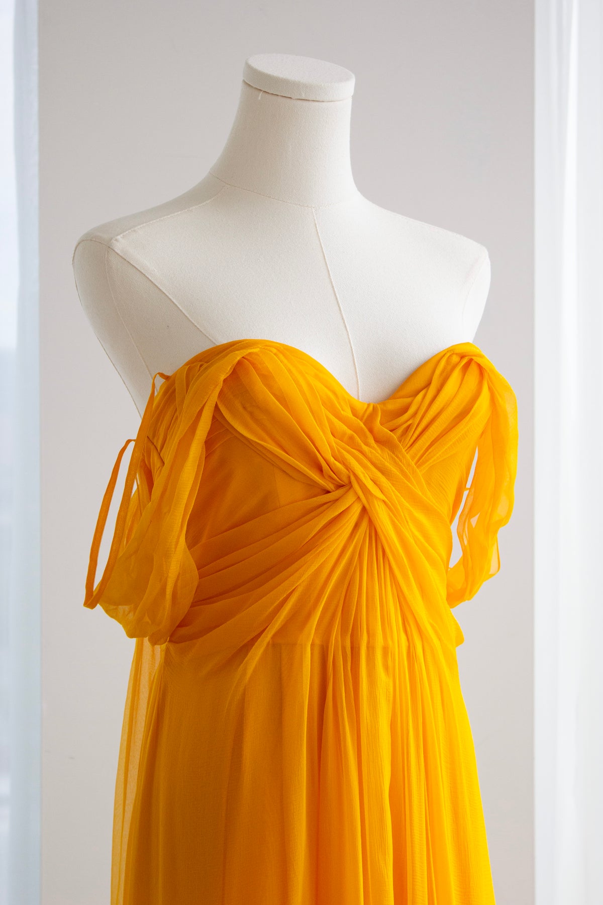 Christian Dior by John Galliano Cruise 2010 Marigold Yellow Draped Chiffon Gown