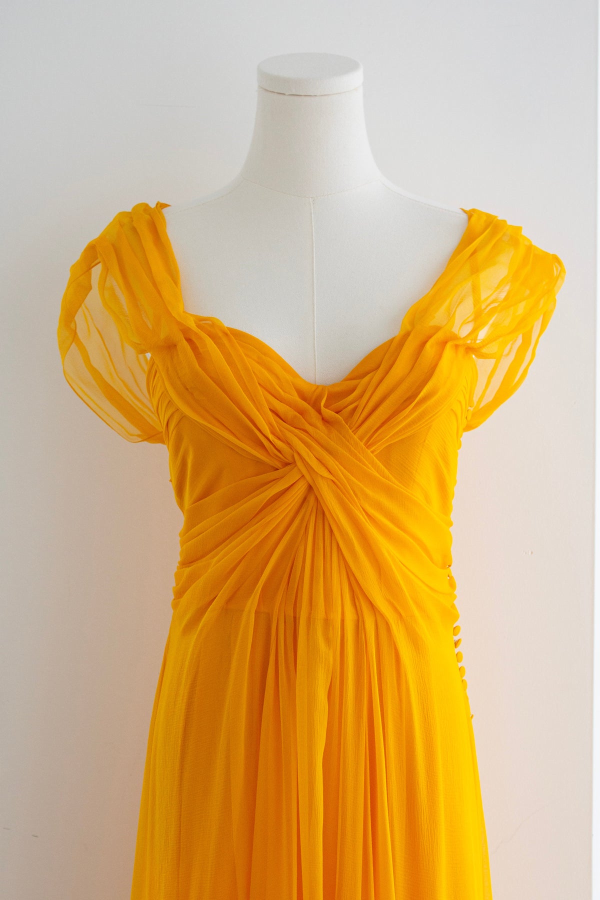 Christian Dior by John Galliano Cruise 2010 Marigold Yellow Draped Chiffon Gown