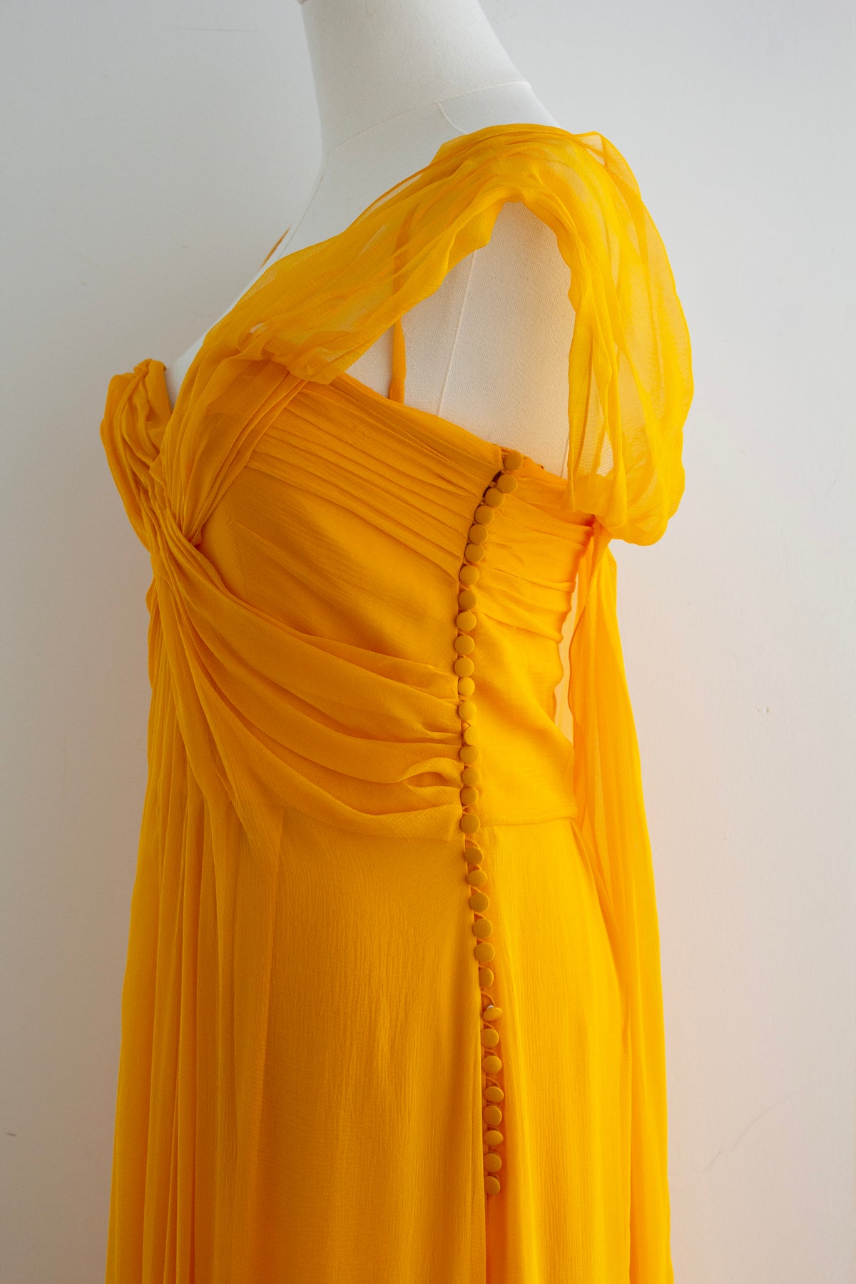 Christian Dior by John Galliano Cruise 2010 Marigold Yellow Draped Chiffon Gown