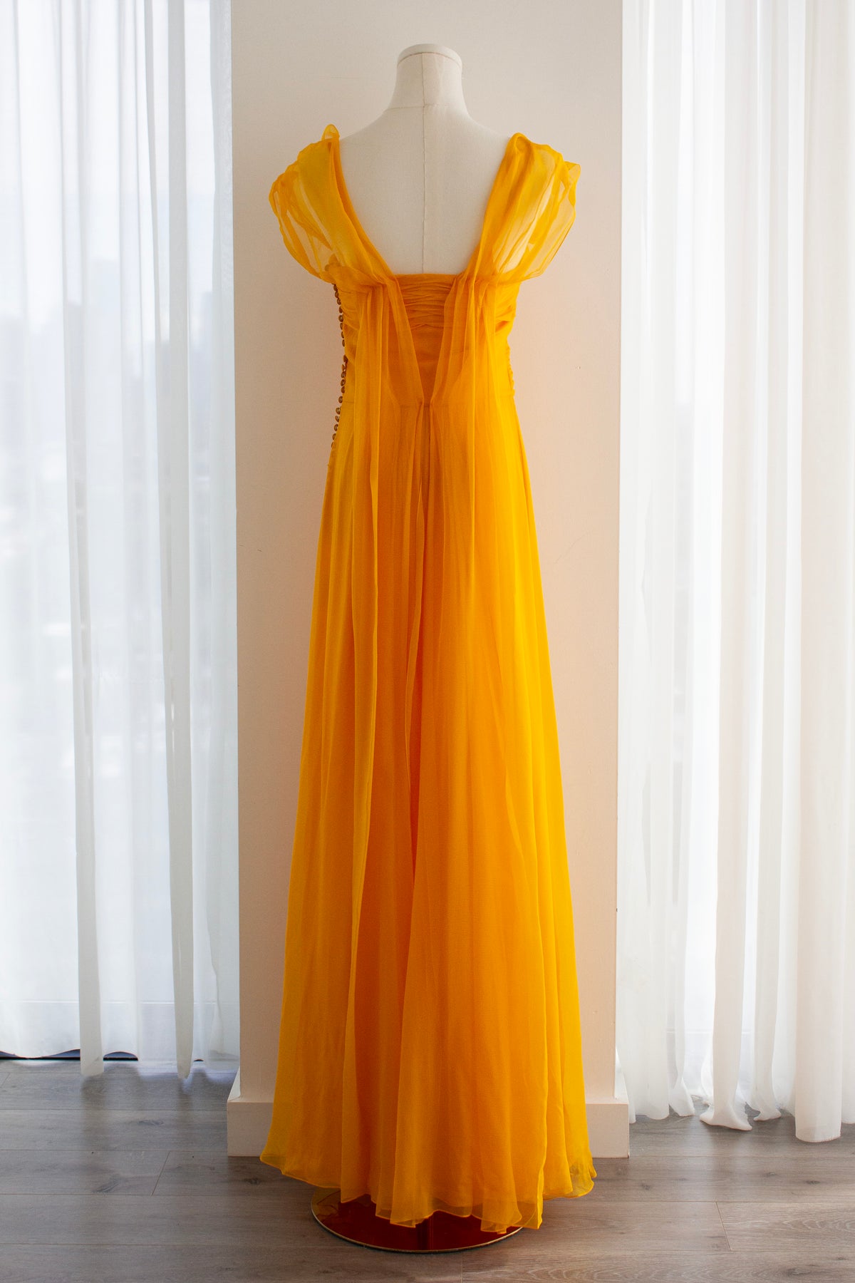 Christian Dior by John Galliano Cruise 2010 Marigold Yellow Draped Chiffon Gown