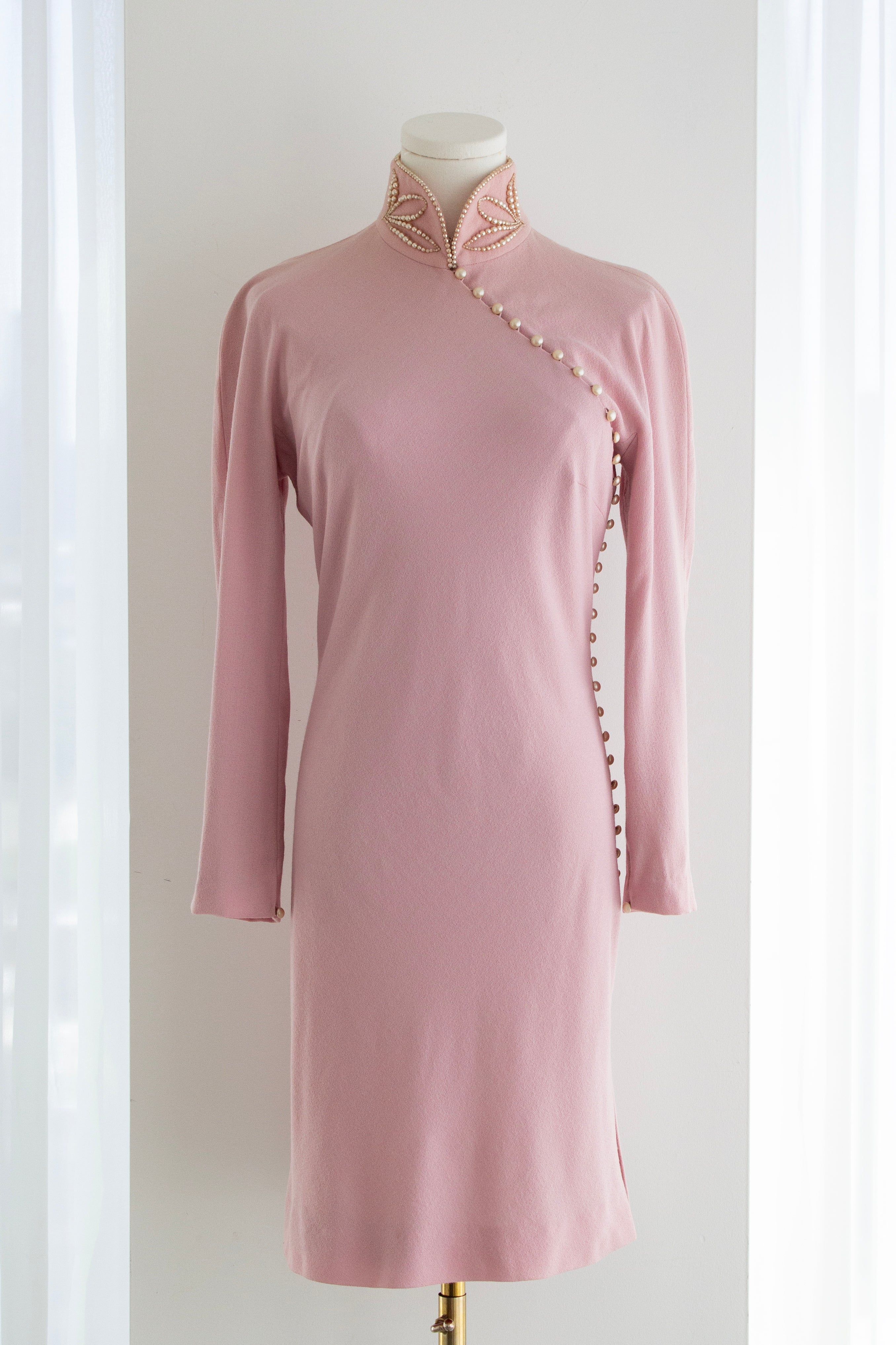 Christian Dior by John Galliano F/W 1997 Pink Cheongsam Pearl Dress Set